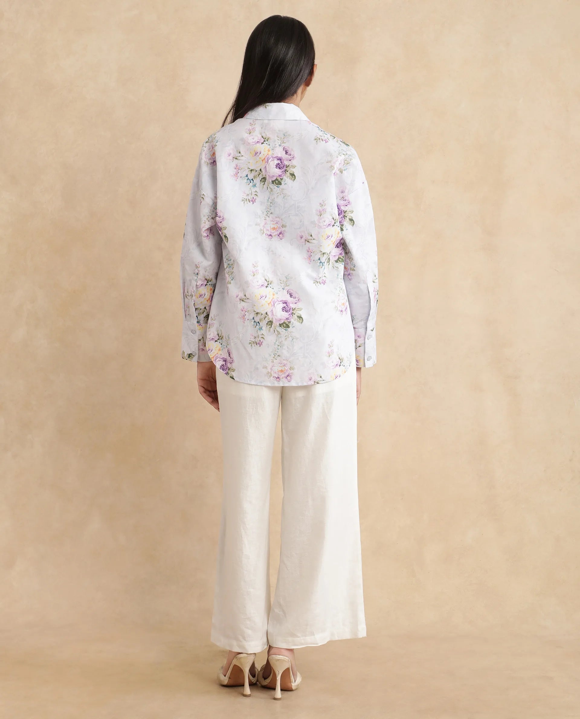 Rareism Women Preguy Multi Cotton Fabric Full Sleeve Collared Neck Button Closure Regular Floral Print Shirt