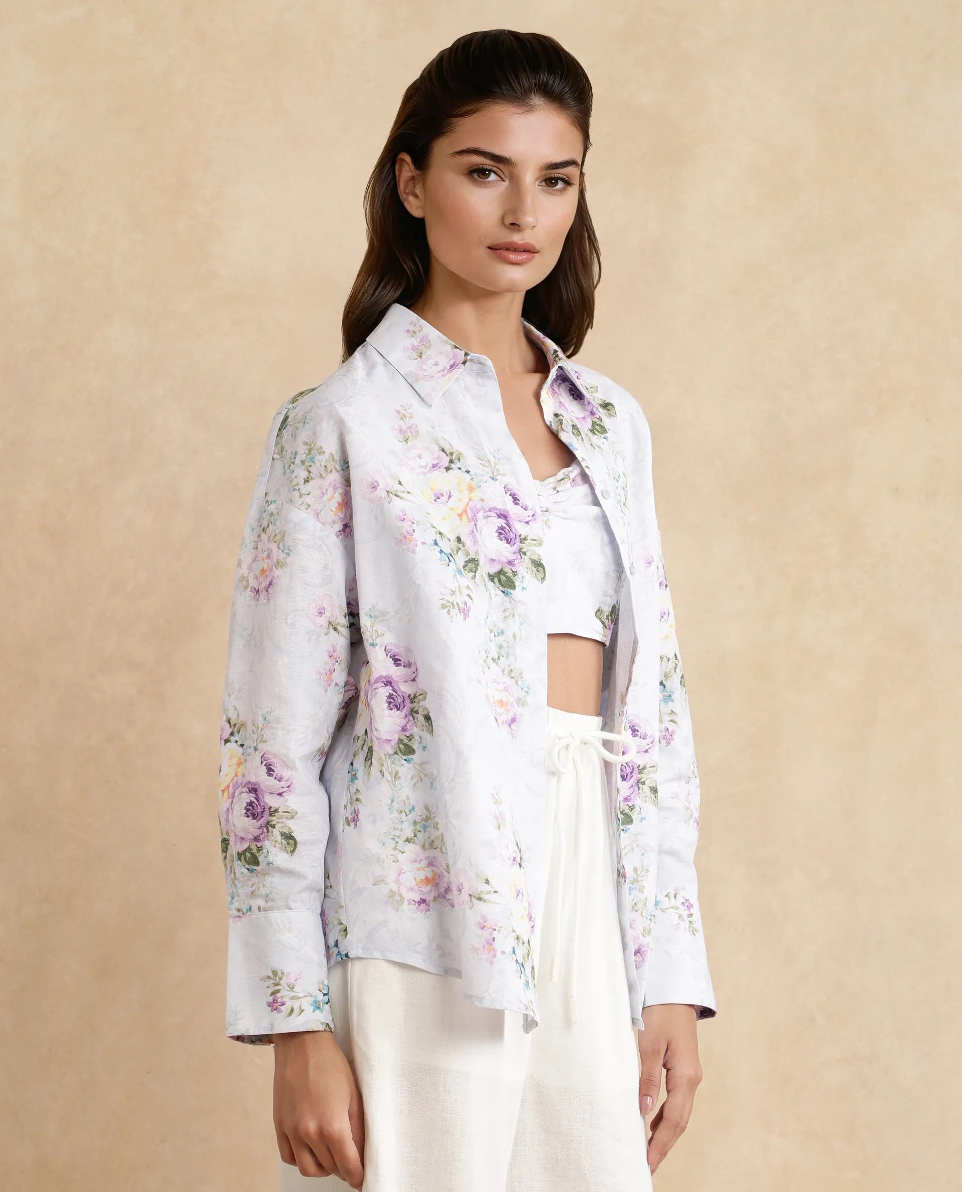 Rareism Women Preguy Multi Cotton Fabric Full Sleeve Collared Neck Button Closure Regular Floral Print Shirt