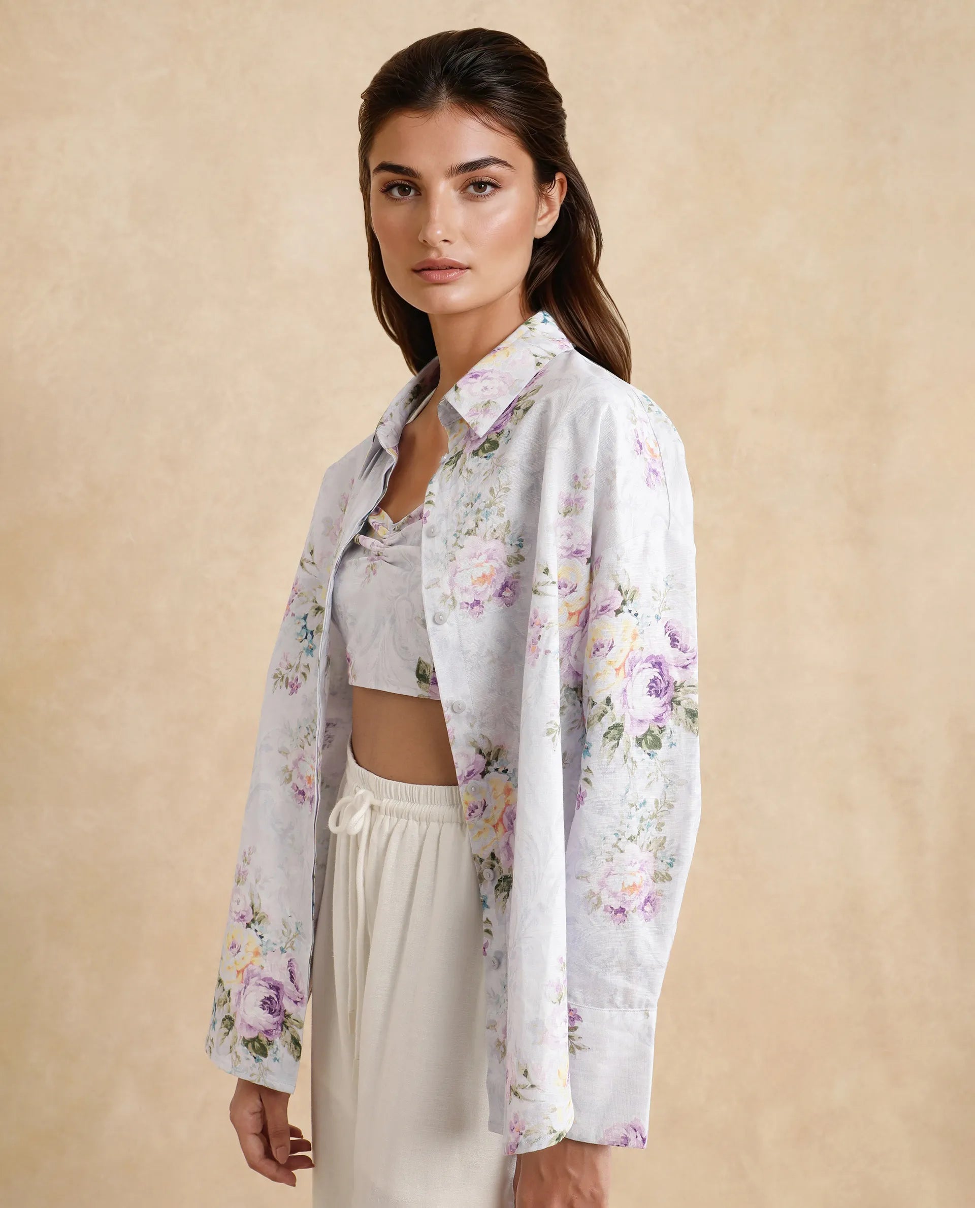 Rareism Women Preguy Multi Cotton Fabric Full Sleeve Collared Neck Button Closure Regular Floral Print Shirt