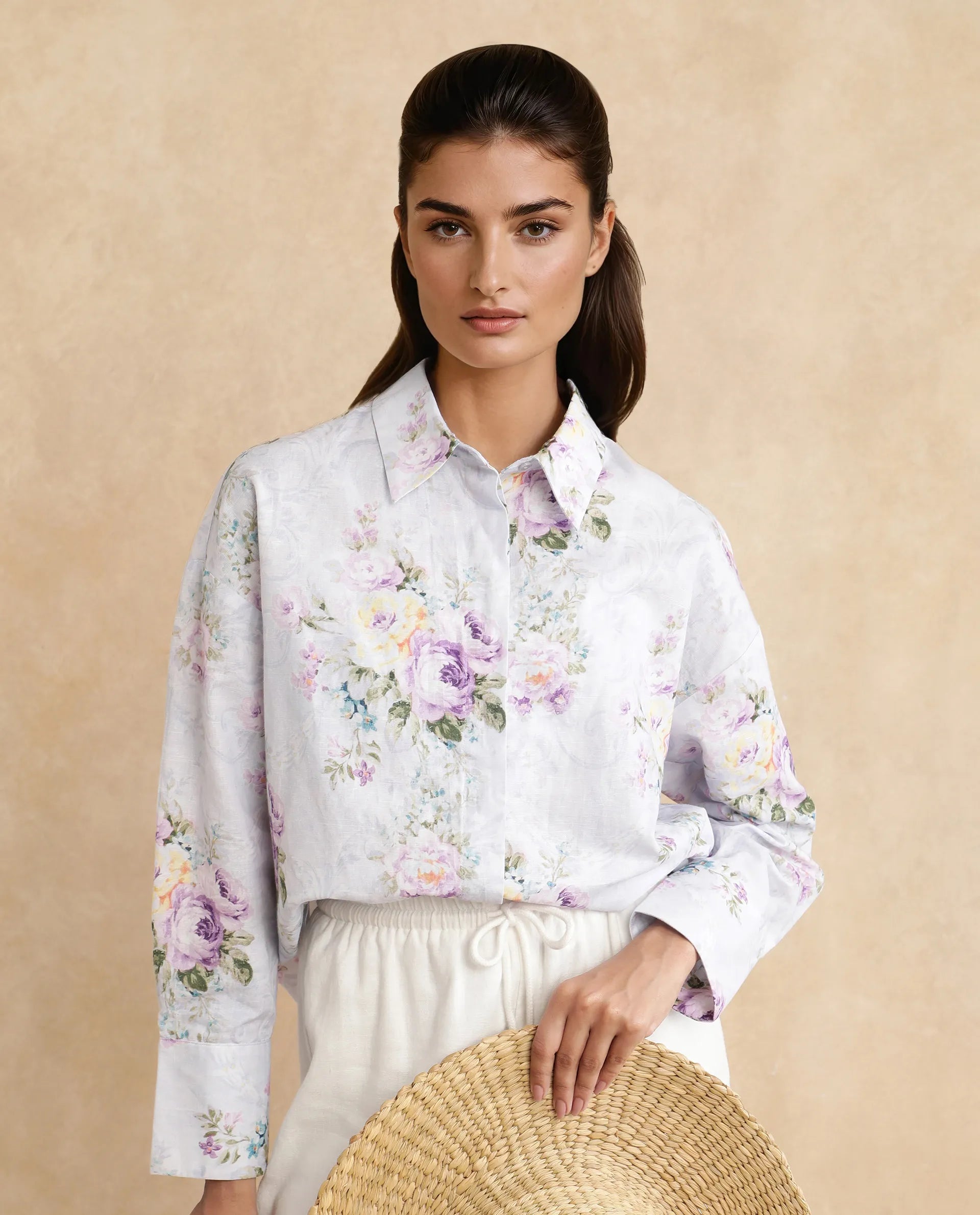 Rareism Women Preguy Multi Cotton Fabric Full Sleeve Collared Neck Button Closure Regular Floral Print Shirt