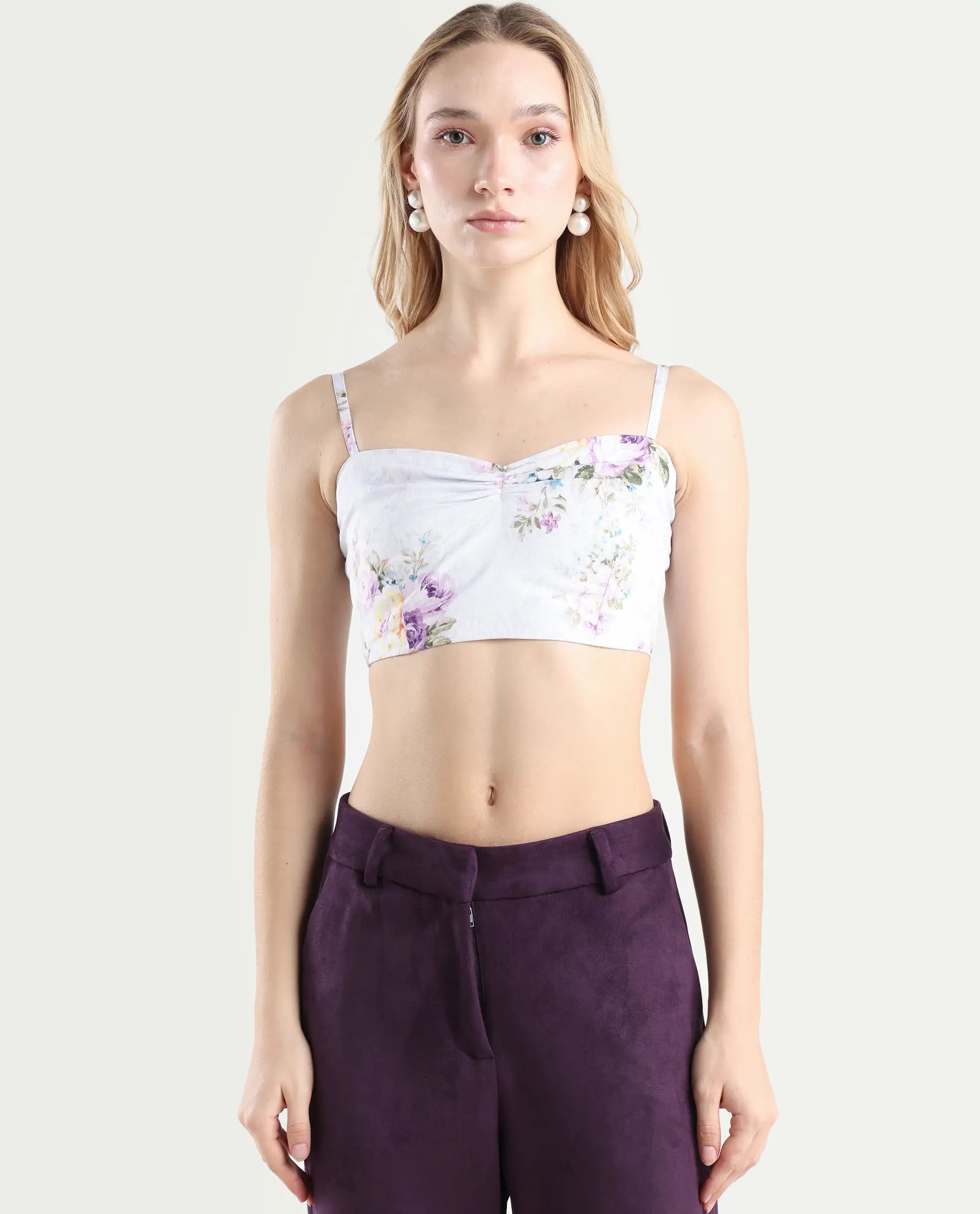 Rareism Women's Preguy Multi Cotton Spread Collar Floral Print Cuffed Sleeve Regular Fit Shirt