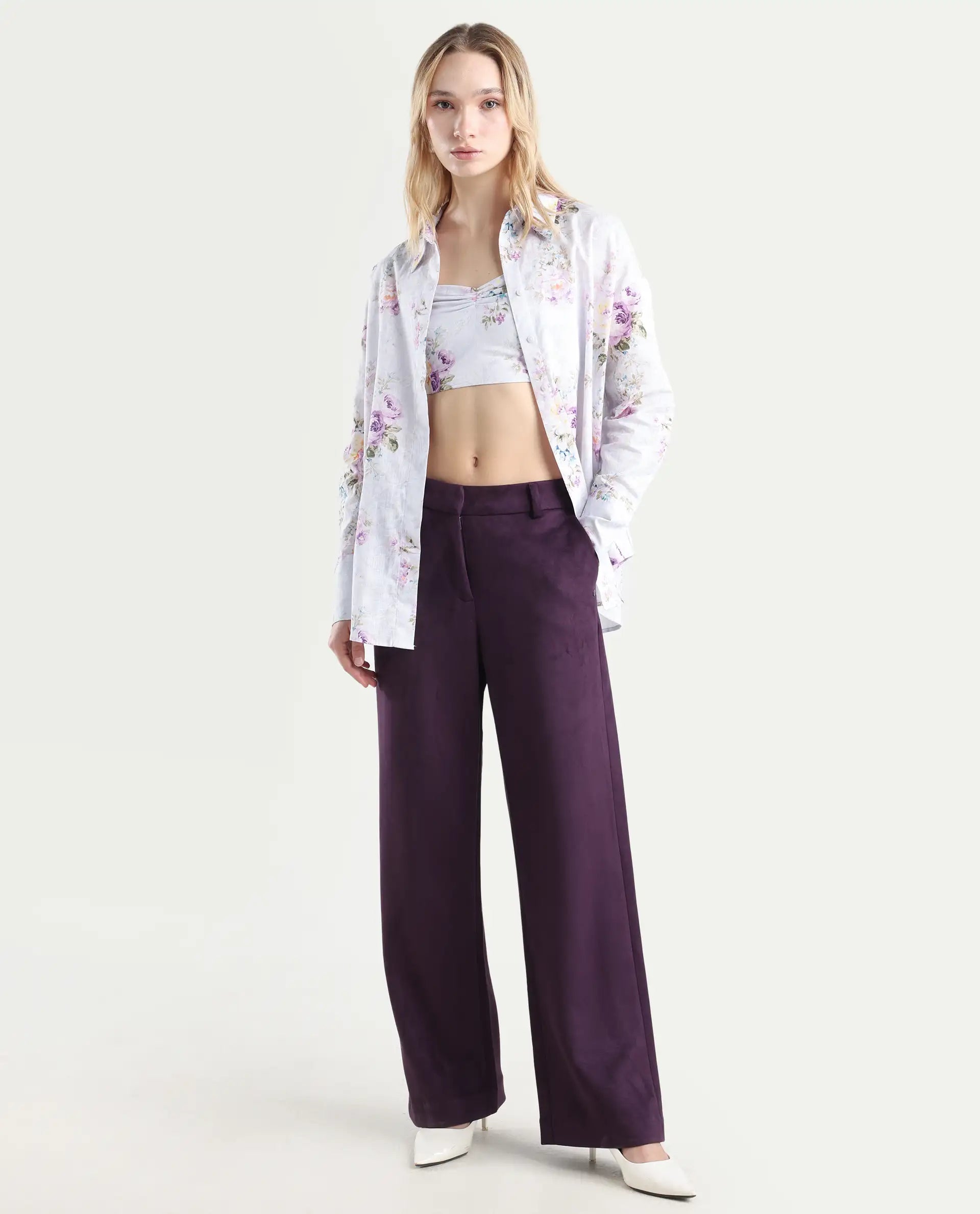 Rareism Women's Preguy Multi Cotton Spread Collar Floral Print Cuffed Sleeve Regular Fit Shirt