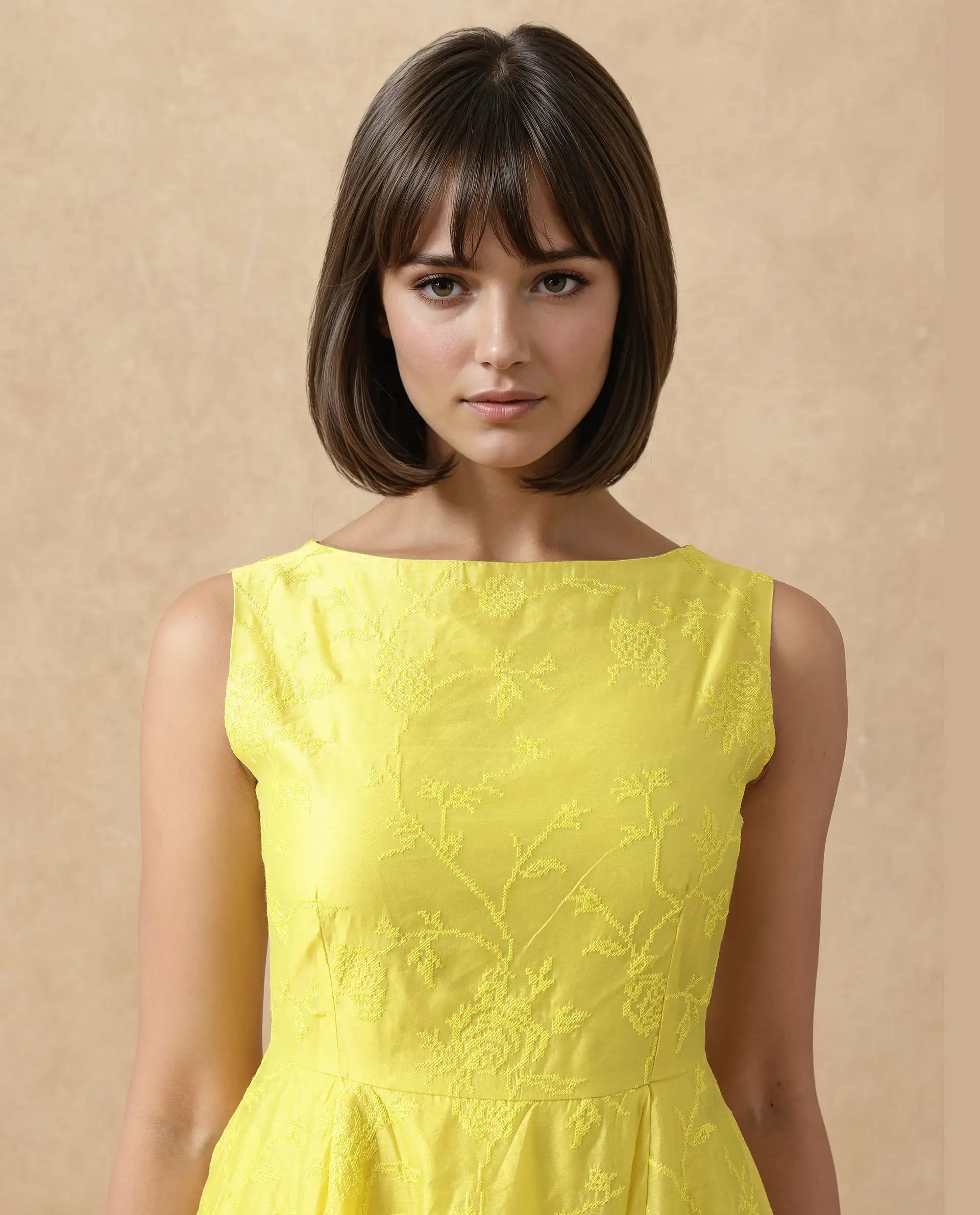 Rareism Women's Prero Green Viscose Blend Boat Neck Plain Sleeveless Midi A-Line Dress