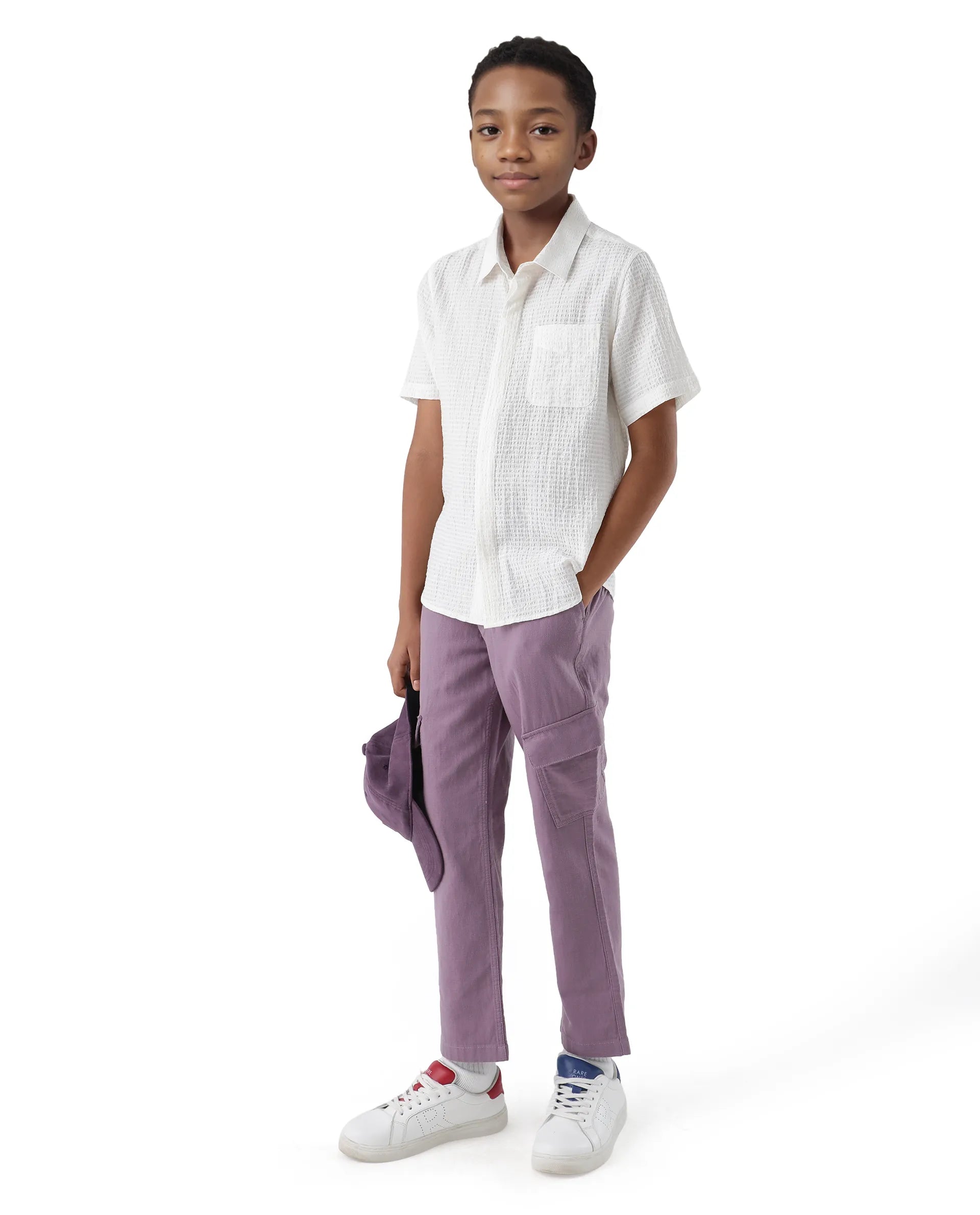 Rare Ones Kids Presso-K Dusky Pink Cotton Button & Zip Closure Regular Fit Casual Trouser