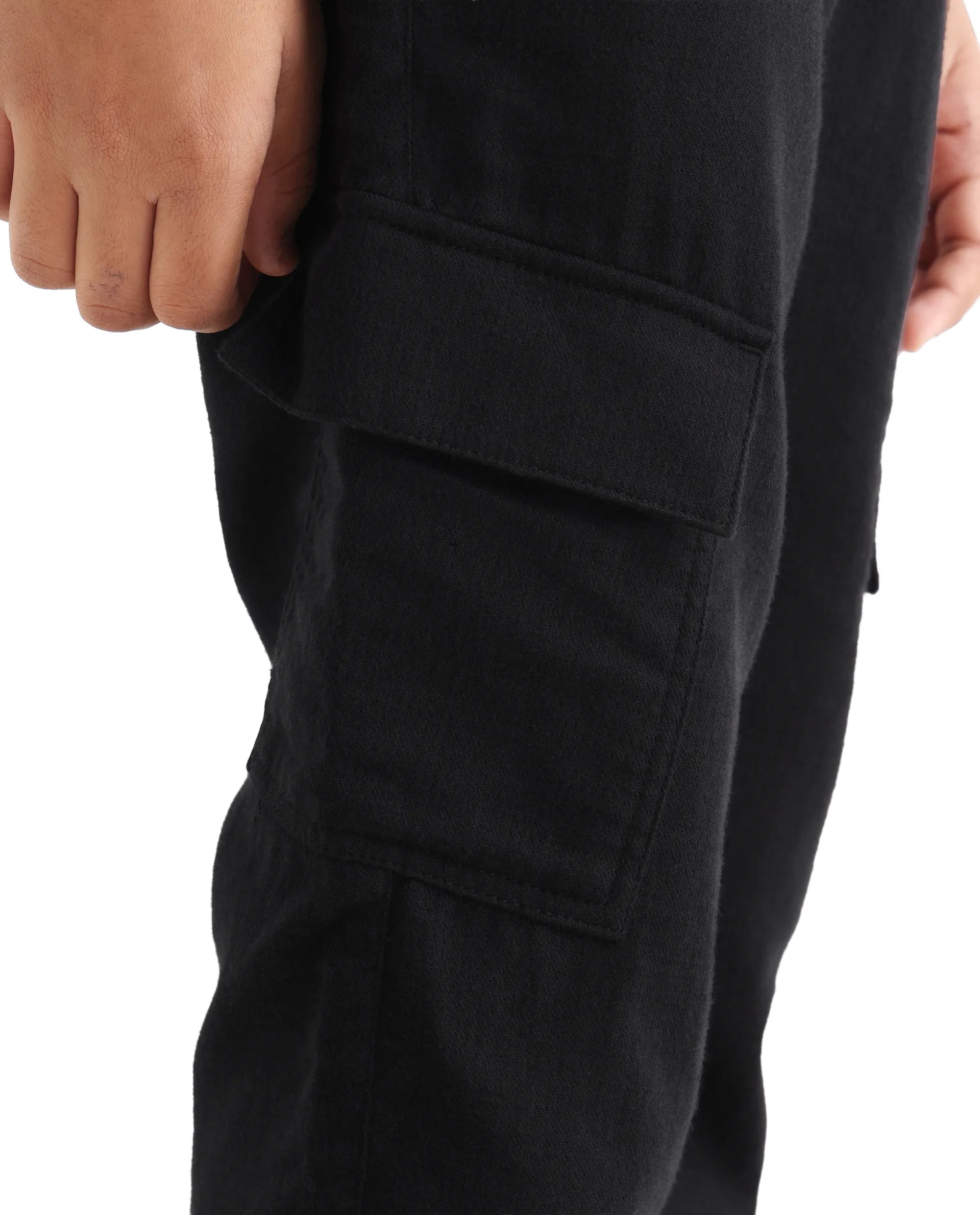 Rare Ones Kids Presso-K Black Cotton Button & Zip Closure Regular Fit Casual Trouser