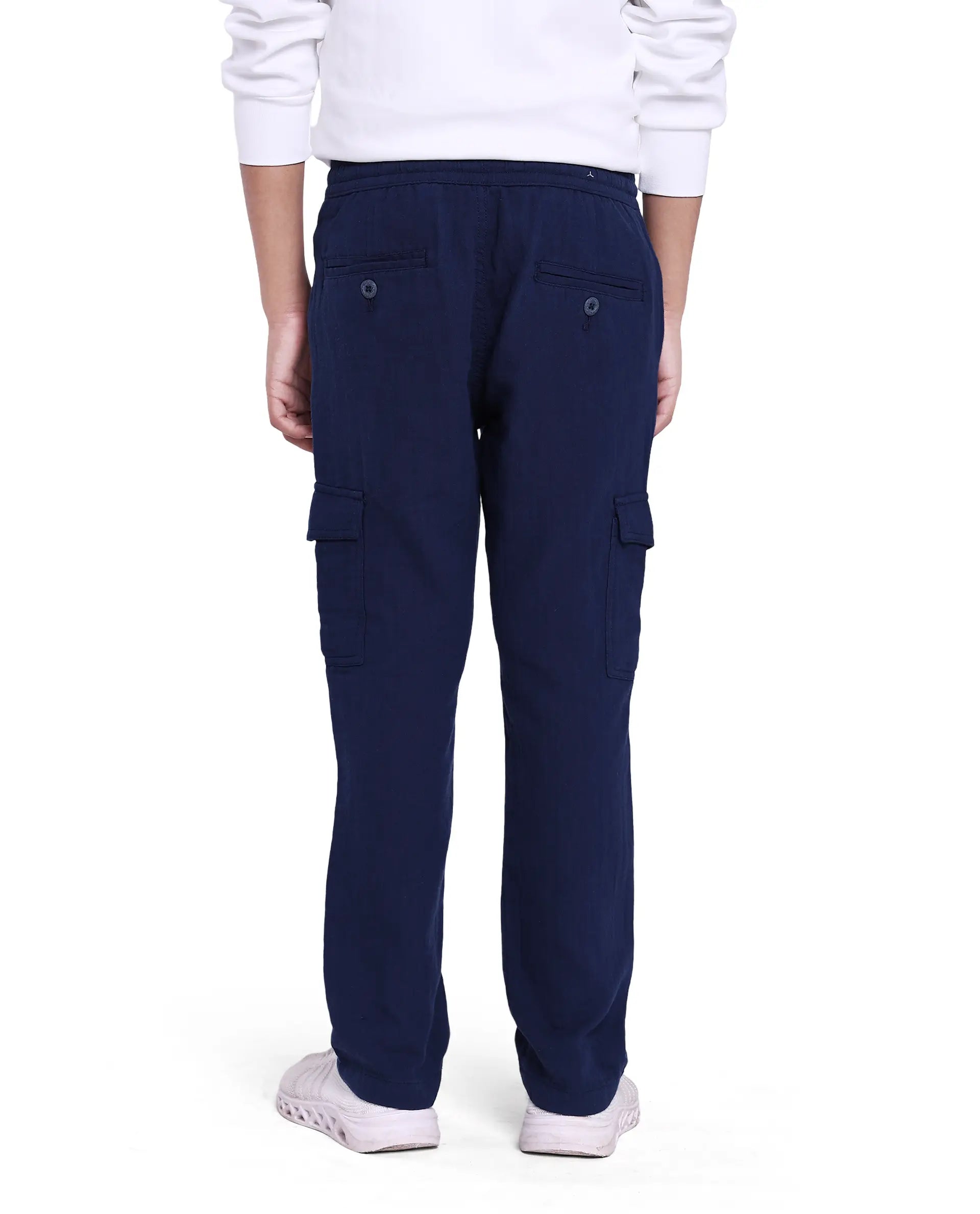 Rare Ones Kids Presti Navy Cotton Solid Cargo