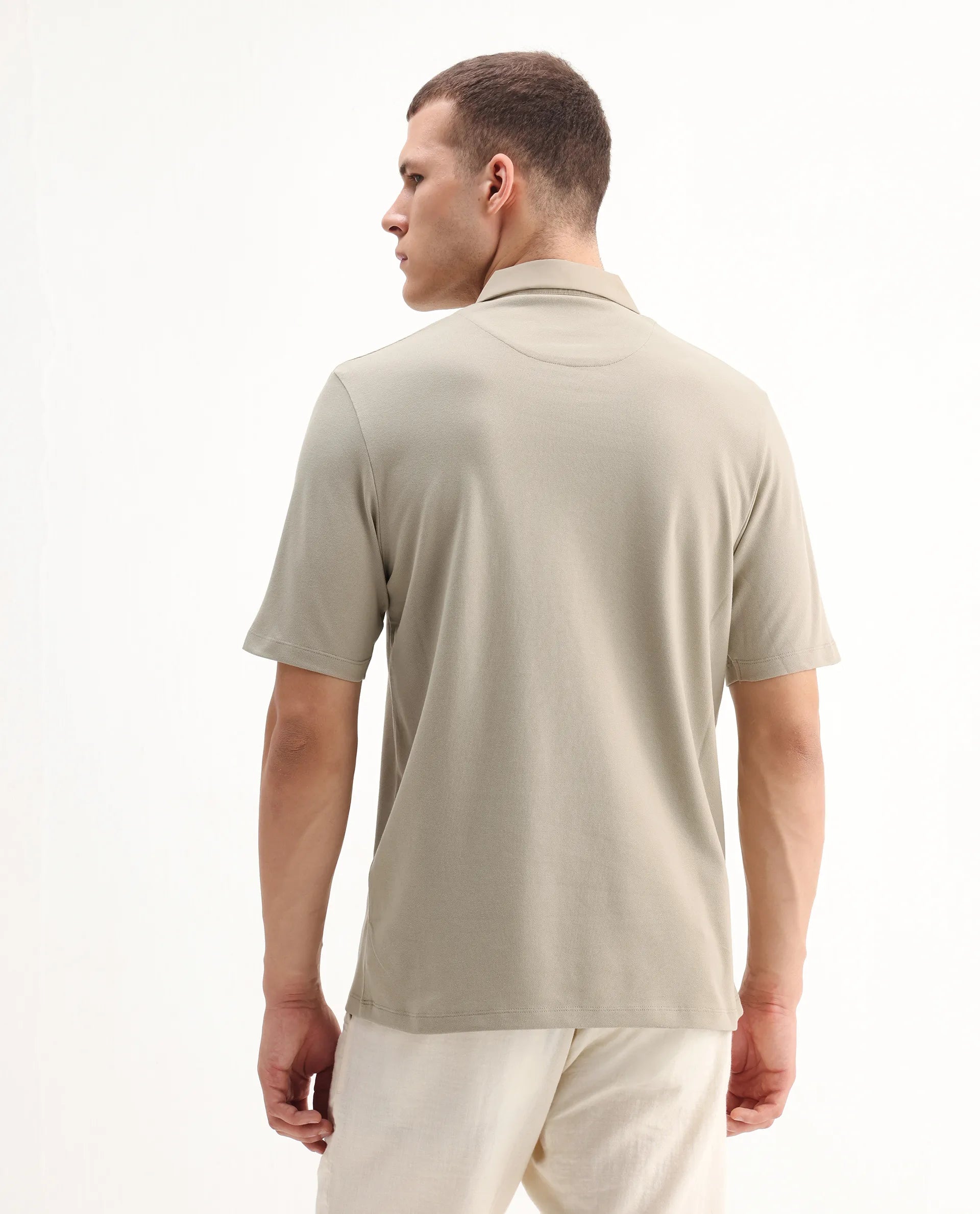 Rare Rabbit Men's Presto Pastel Green Cotton Embroidered Regular Fit Half Sleeve Polo