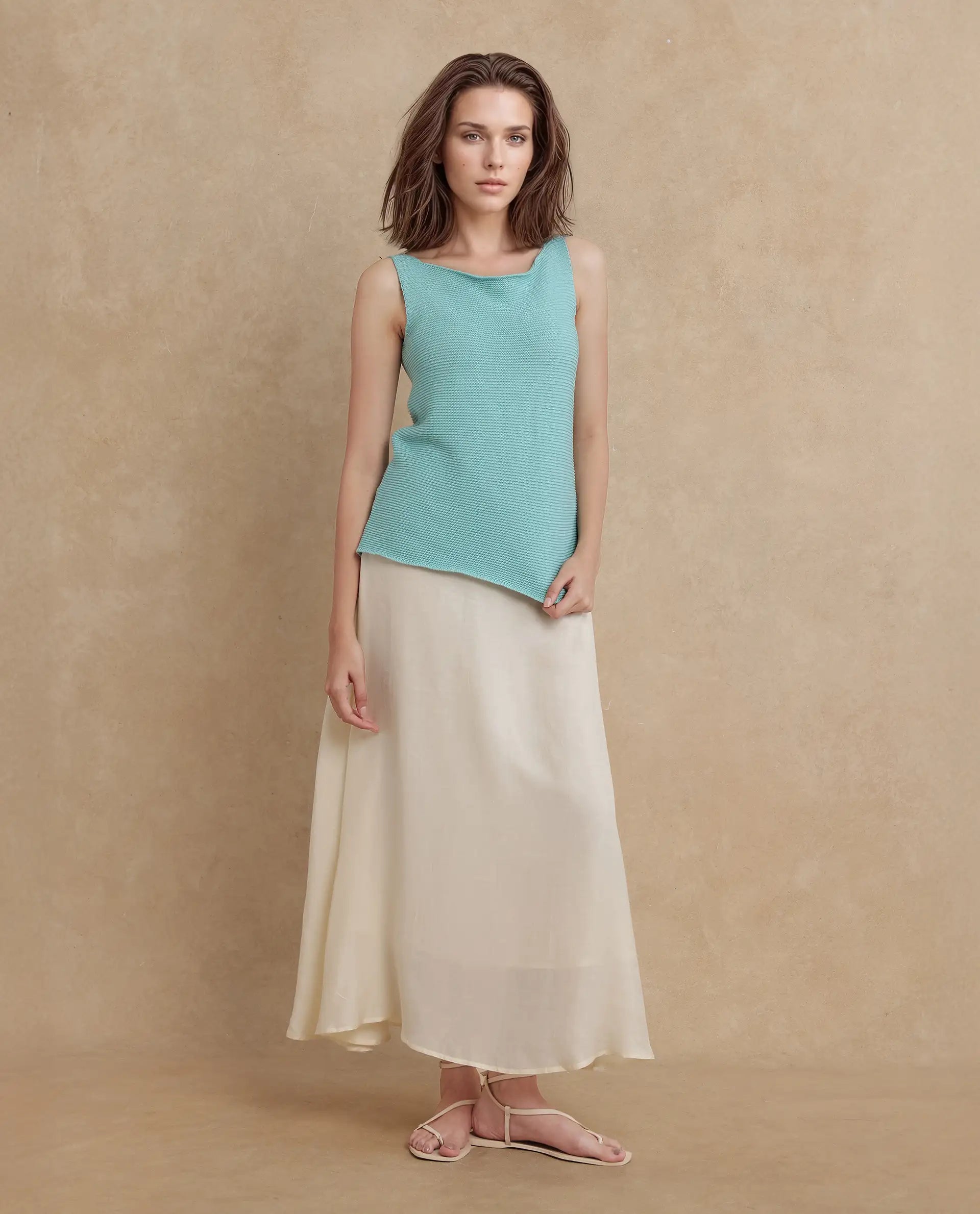 Rareism Women Prewig Light Blue Cotton Fabric Sleeveless Relaxed Fit Top