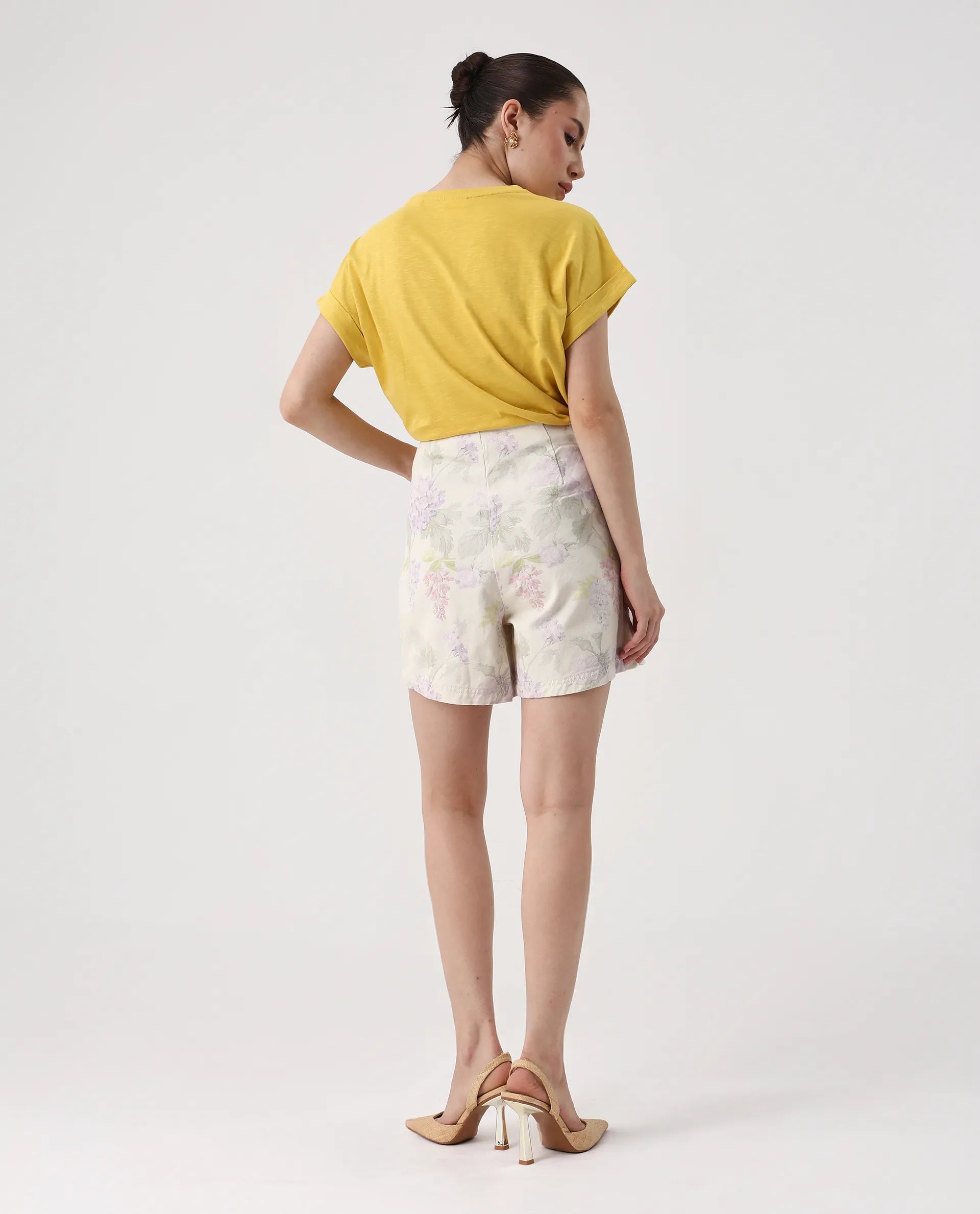 Rareism Women's Prewo Multi Cotton Floral Print Mini Regular Fit Skirt