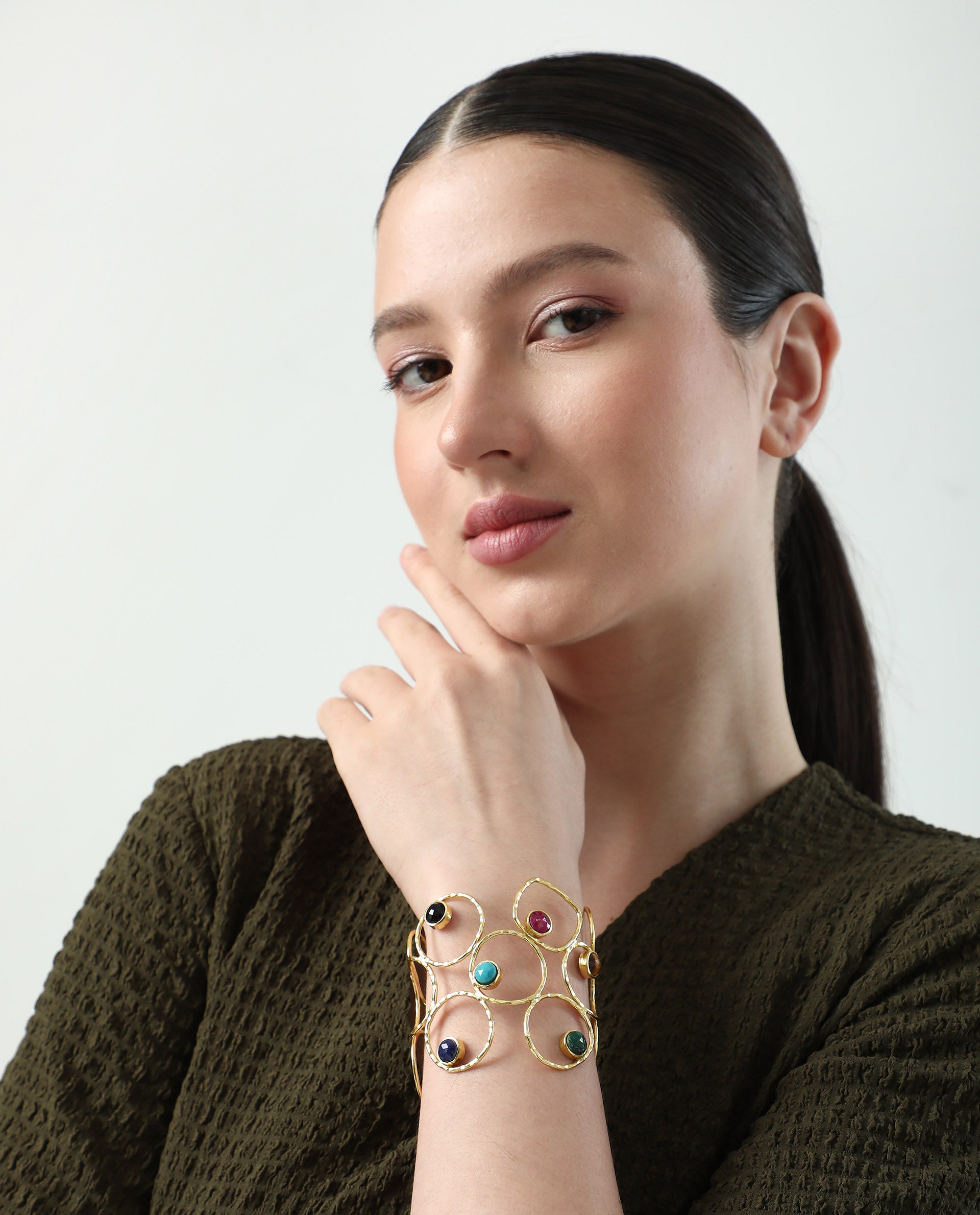 Rareism Women Prism Cuff Gold Bracelet
