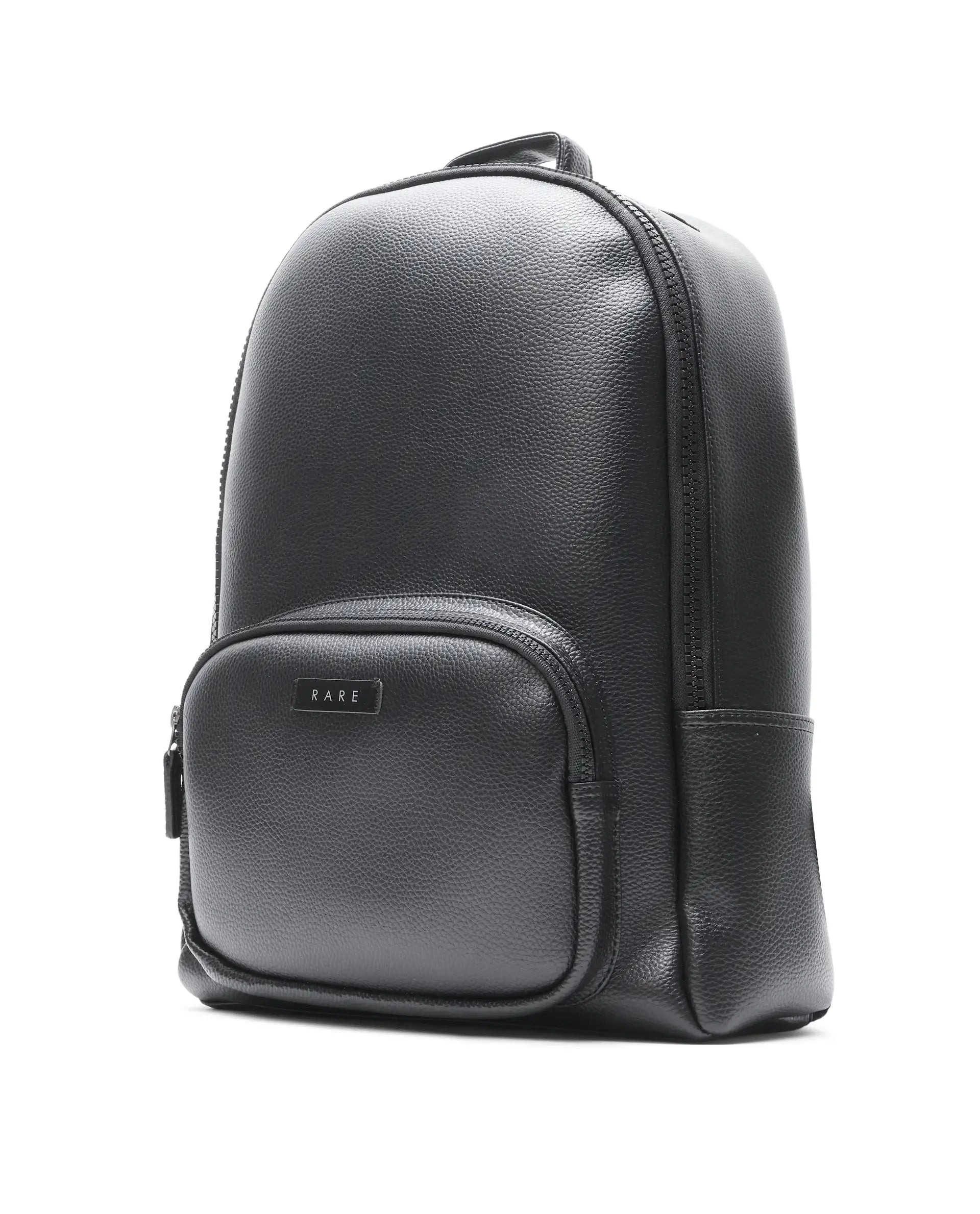 Rare Rabbit Men's Prom 1 Black Faux Leather Backpack Bags