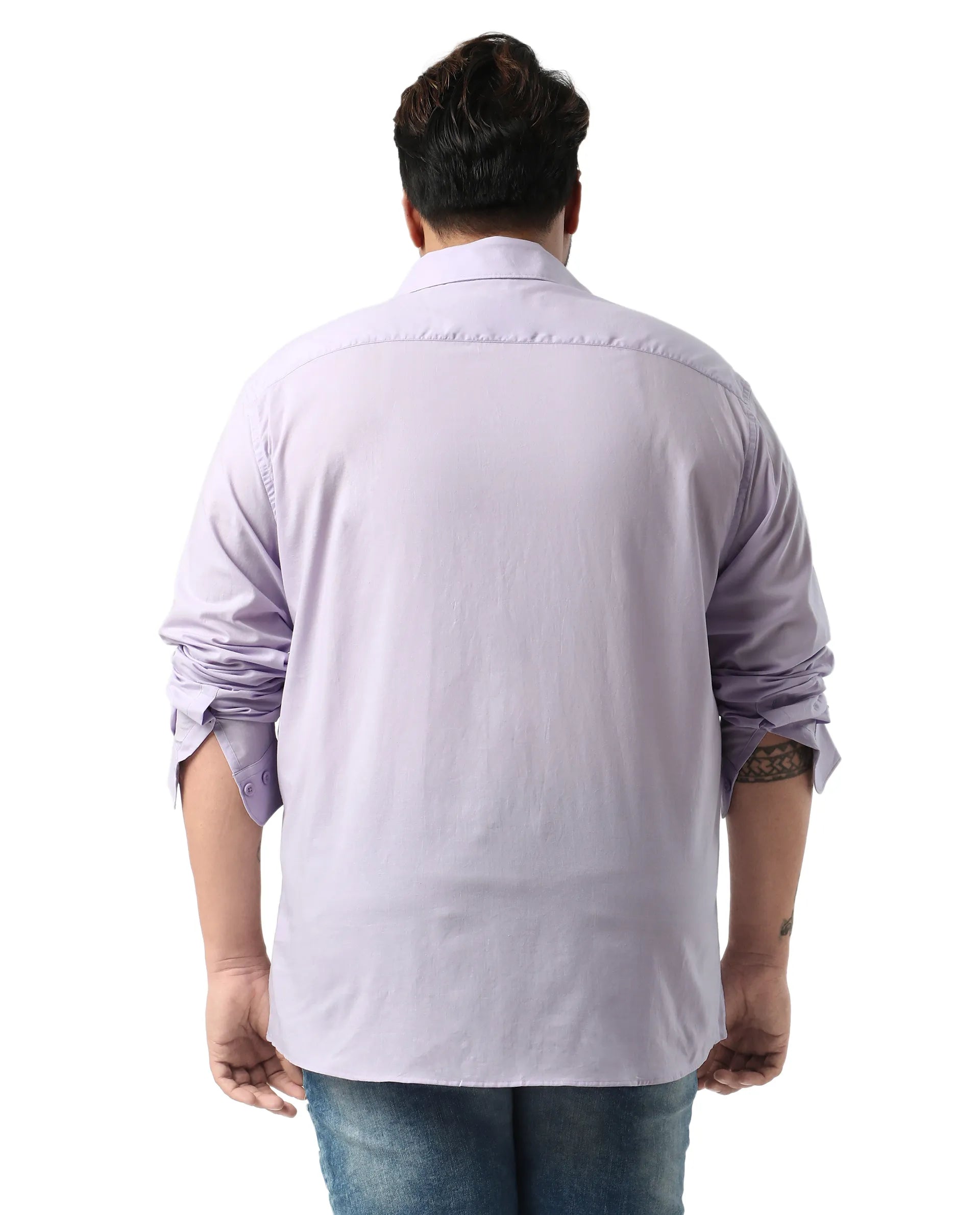 Rare Rabbit Men's Purl Big Purple Cotton Fabric Full Sleeve Collared Neck Plain Shirt
