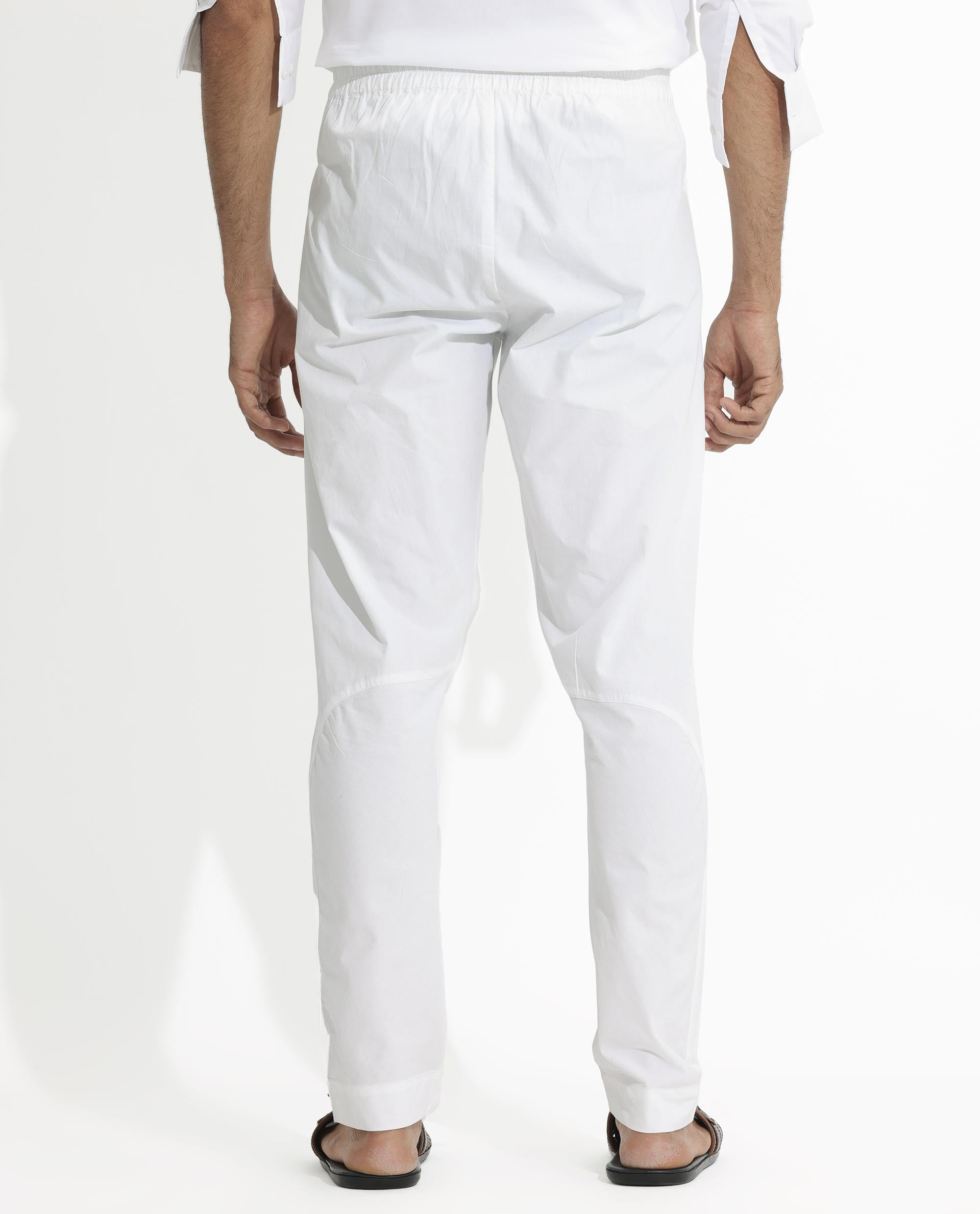 Rare Rabbit Pajama-3 Primary White Cotton Fabric Slim Fit Button Closure Pajama