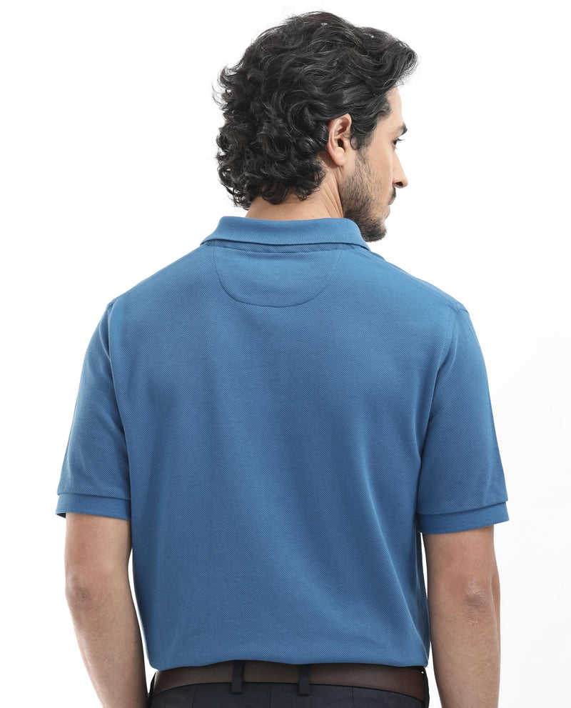 Rare Rabbit Mens Pare Dark Dusky Blue Short Sleeve Solid Polo T-Shirt