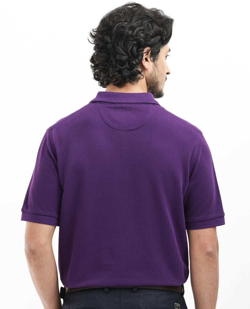 Rare Rabbit Mens Pare Dark Purple Short Sleeve Solid Polo T-Shirt