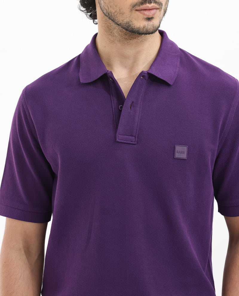 Rare Rabbit Mens Pare Dark Purple Short Sleeve Solid Polo T-Shirt