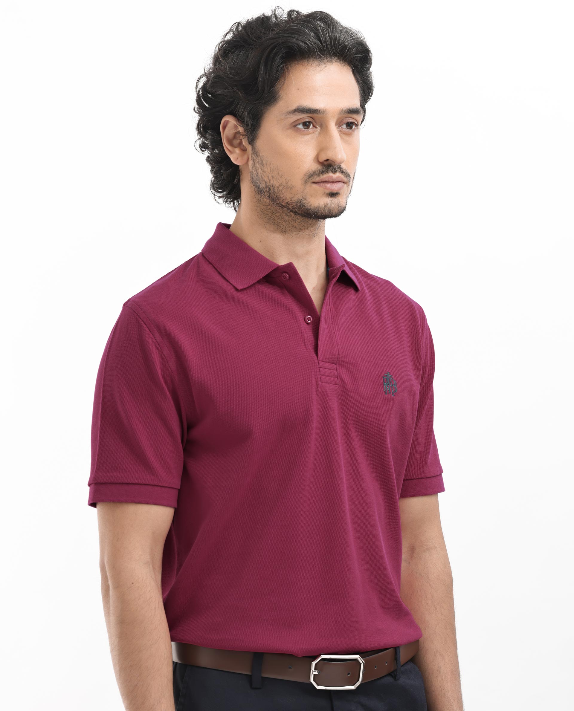 Rare Rabbit Mens Paret-Bright Red Short Sleeve Embroidered Logo Solid Polo T-Shirt