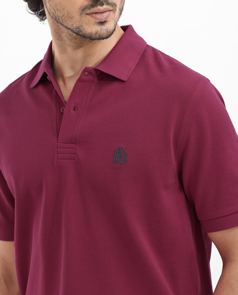 Rare Rabbit Mens Paret-Bright Red Short Sleeve Embroidered Logo Solid Polo T-Shirt