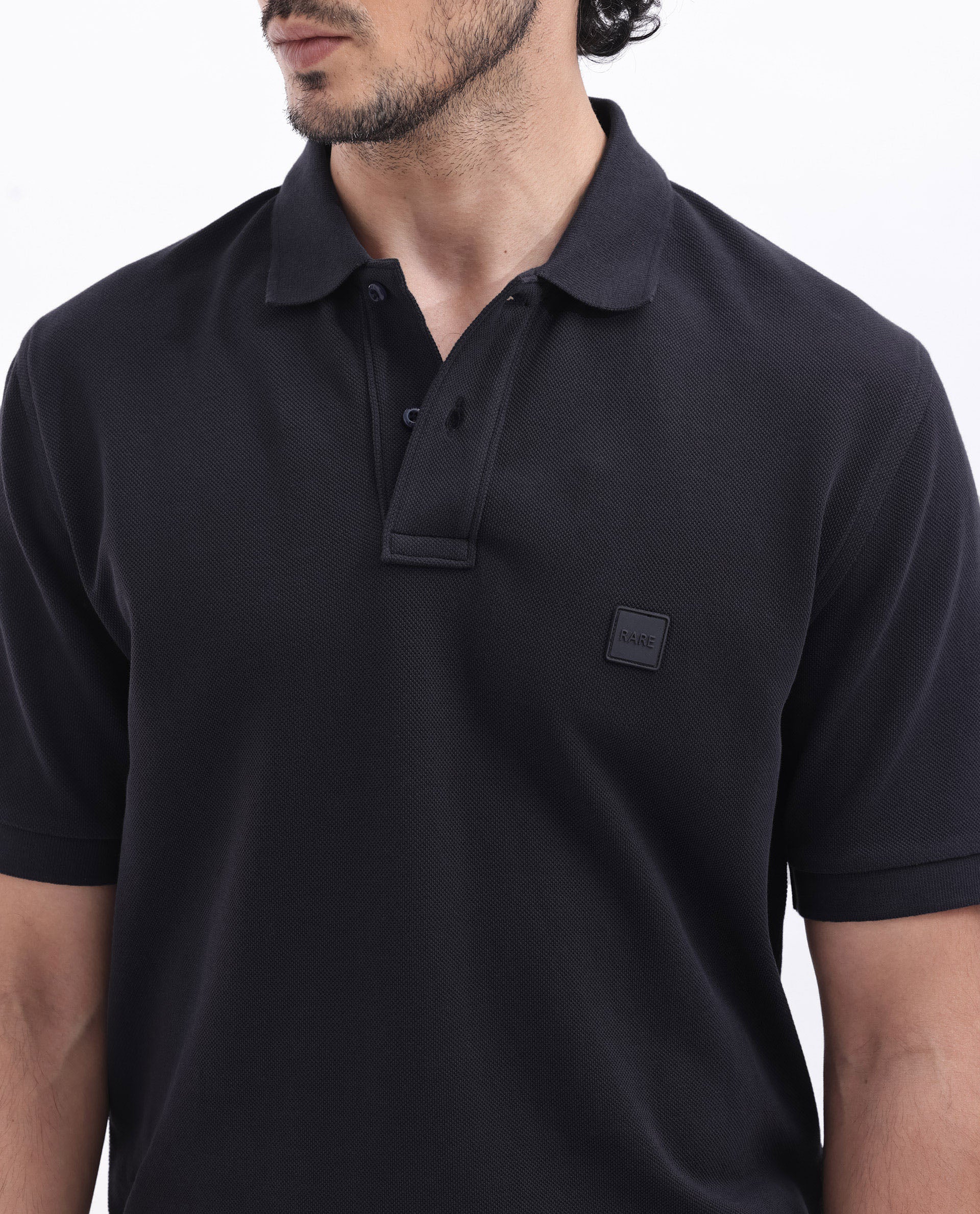 Rare Rabbit Mens Pare Dark Navy Short Sleeve Solid Polo T-Shirt