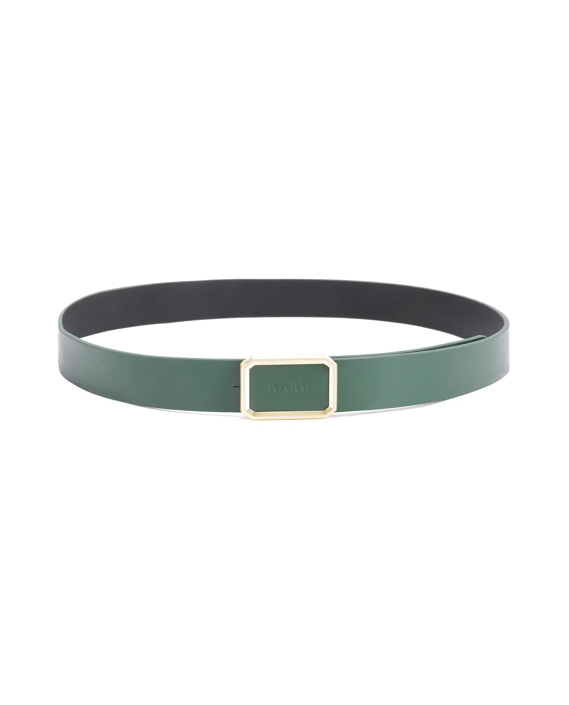 Rare Rabbit Men Poze Emrald Green Genuine Leather Belt