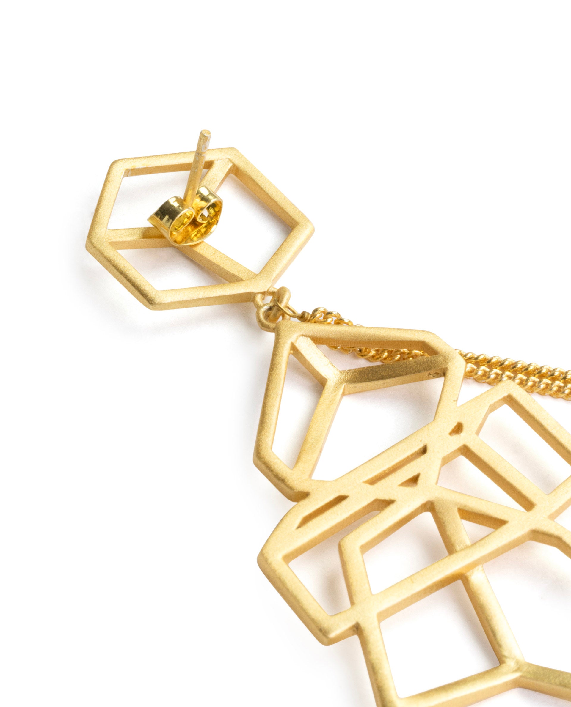 Rareism Women Pyramid Gold Gold Earring