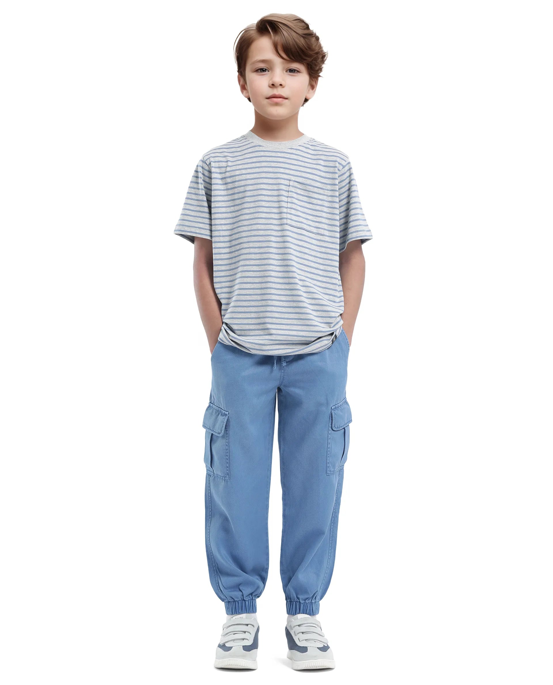 Rare Ones Kids Qirk-T Blue Cotton Blend Solid Drawstring Closure Regular Fit Trouser