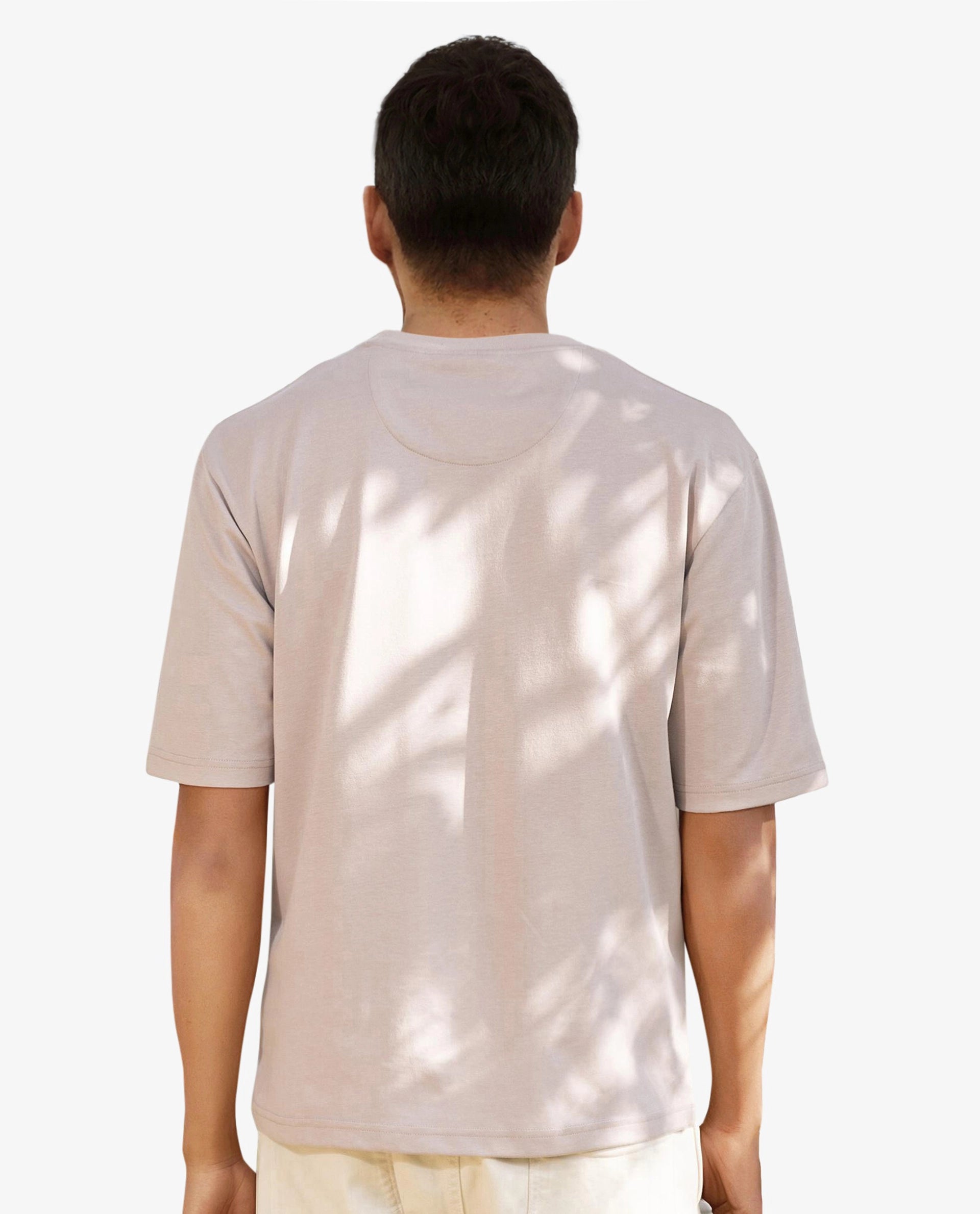 Rare Rabbit Men's Qlo Dusky Pink Cotton Polyester Fabric Short Sleeve Crew Neck Oversized Fit Solid T-Shirt