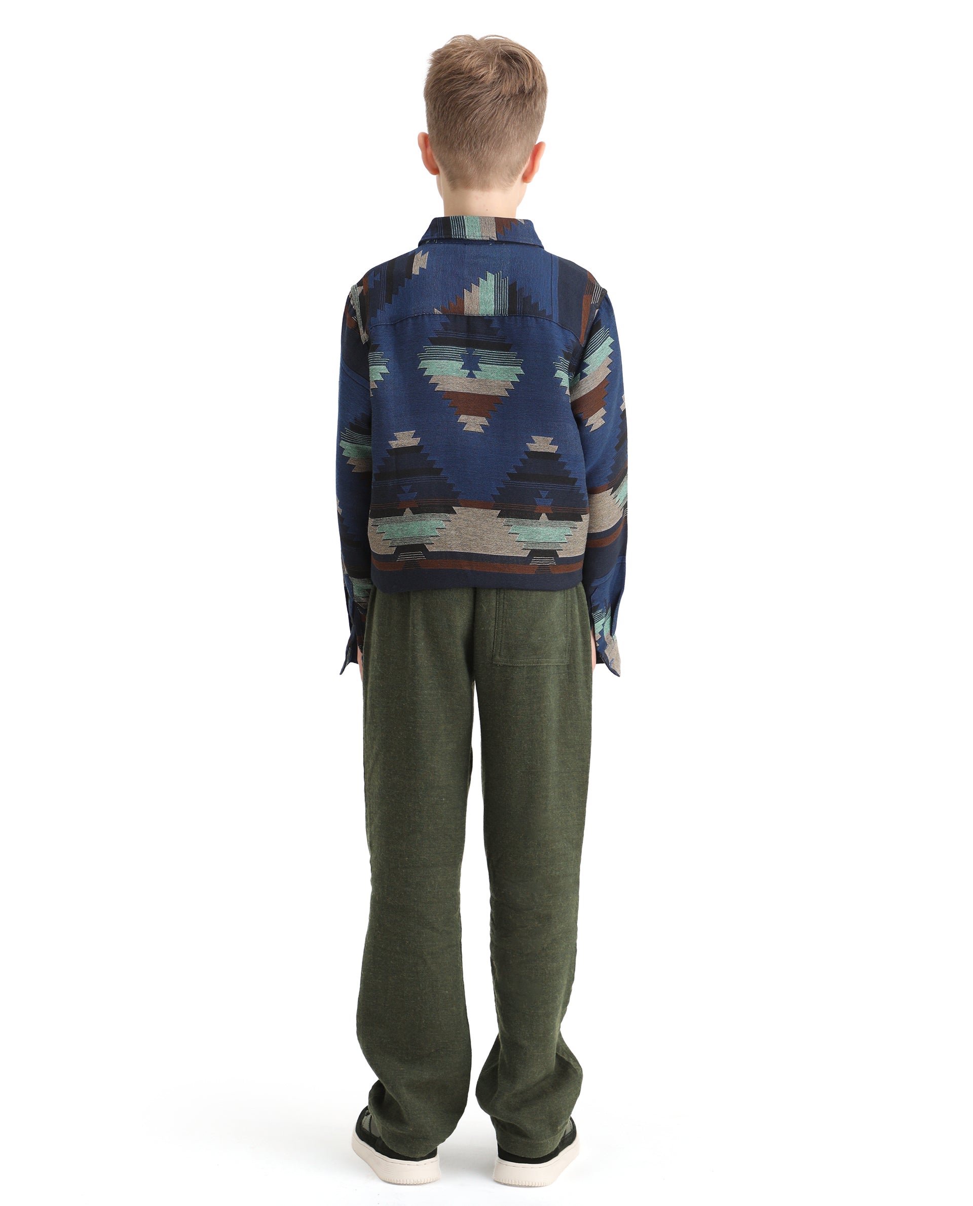 Rare Ones Kids Quen-B Green Cotton Blend Solid Button Closure Regular Fit Trouser