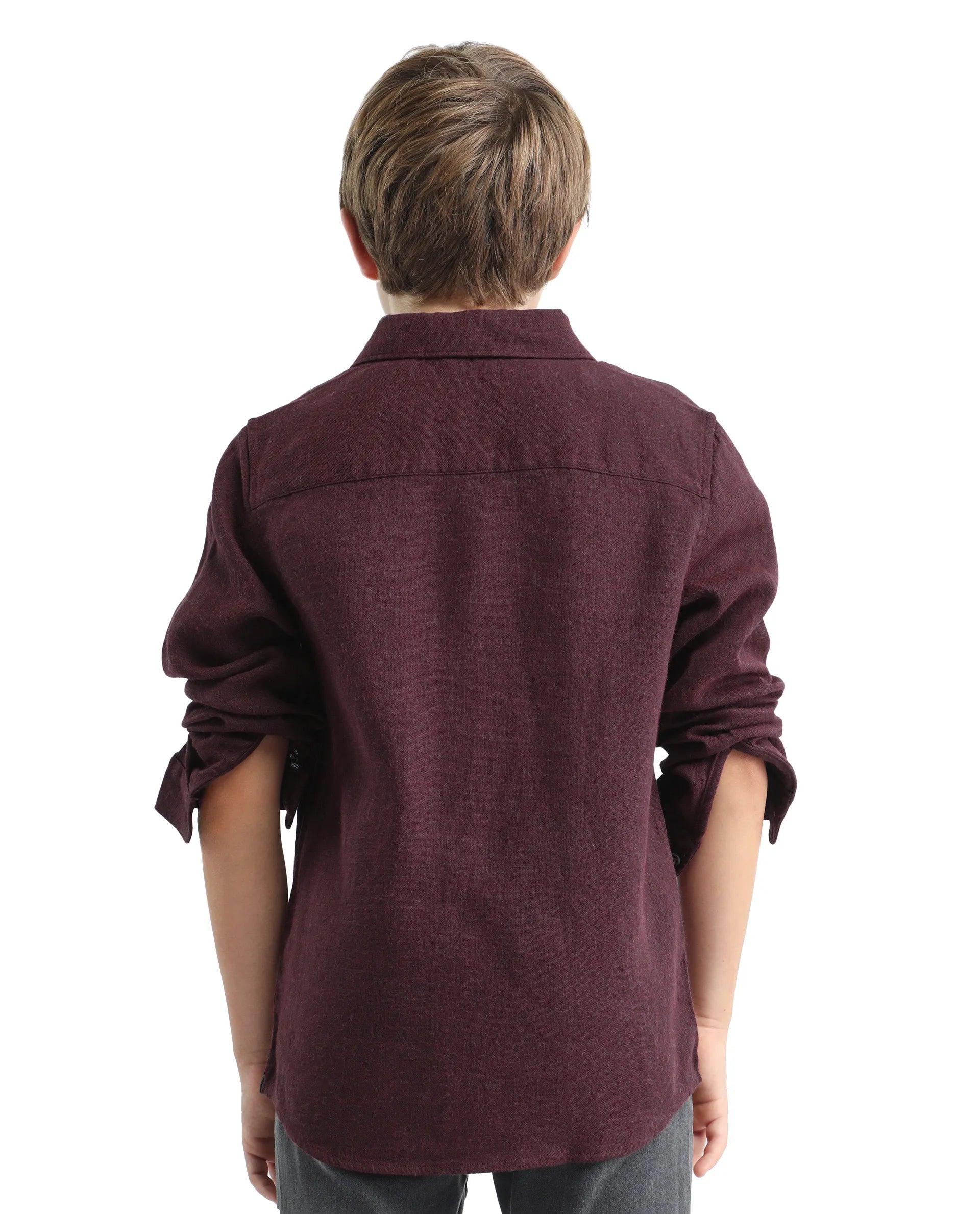 Rare Ones Kids Quen-S Red Cotton Blend Solid Button Closure Regular Fit Shirt