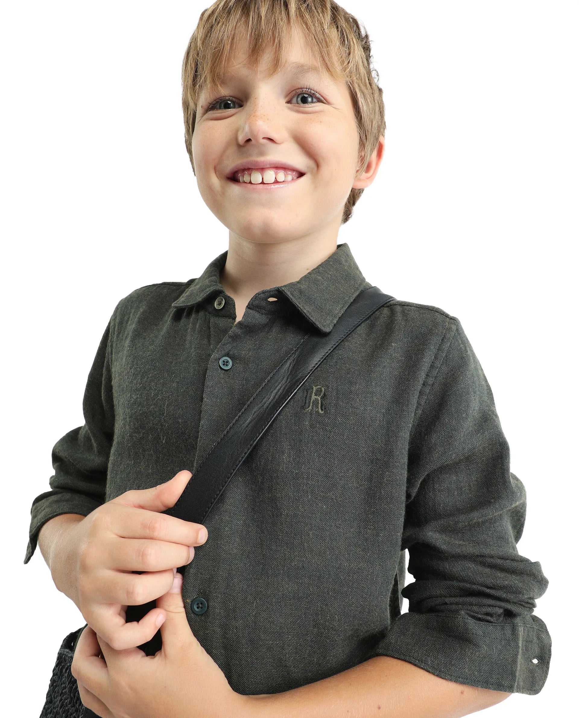 Rare Ones Kids Quen-S Green Cotton Blend Solid Button Closure Regular Fit Shirt
