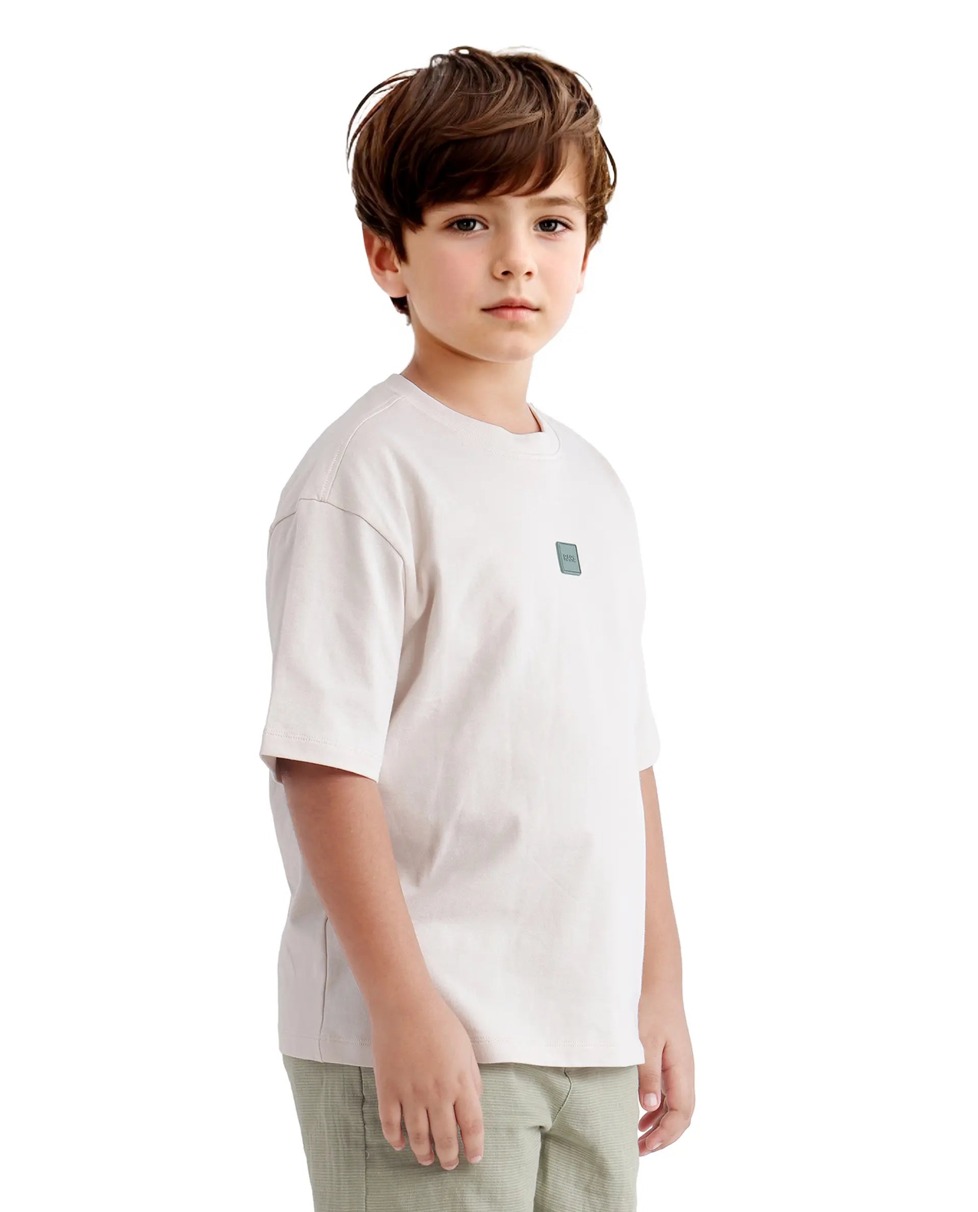 Rare Ones Kids Quinn Off White Cotton Short Sleeve Crew Neck T-Shirt