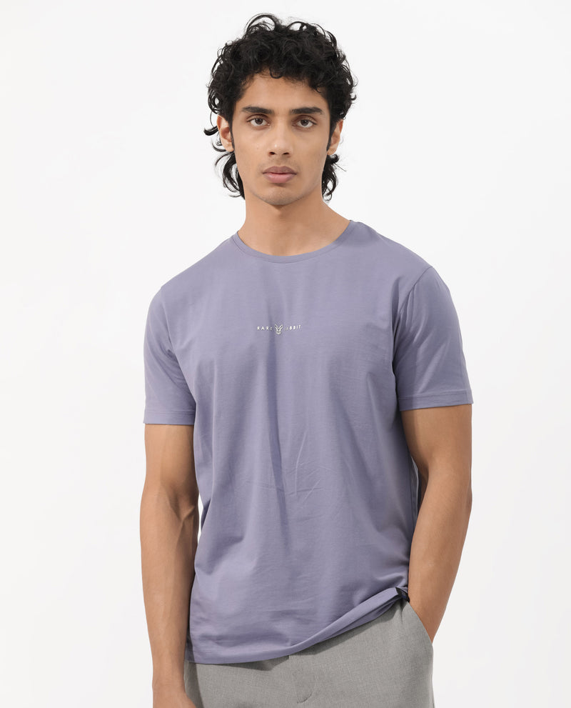 Rare Rabbit Mens Rabbit-Z Dusky Purple Short Sleeve Solid T-Shirt