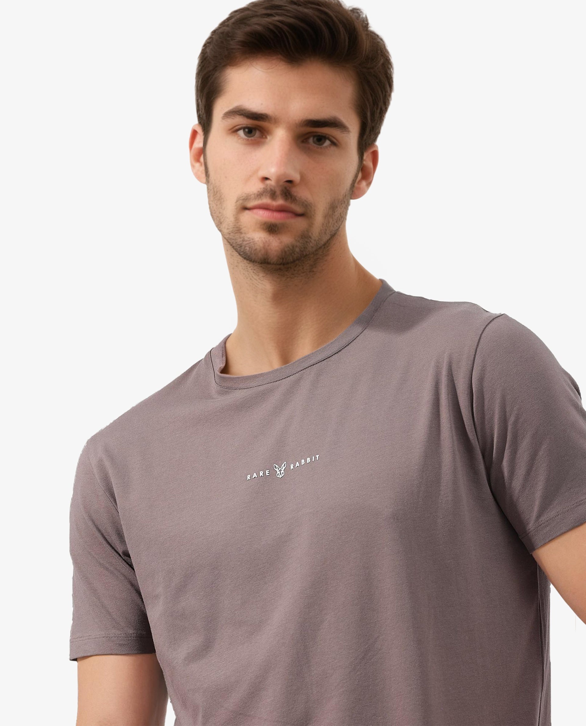 Rare Rabbit Mens Rabbit-Z Brown Short Sleeve Solid Graphic Print T-Shirt