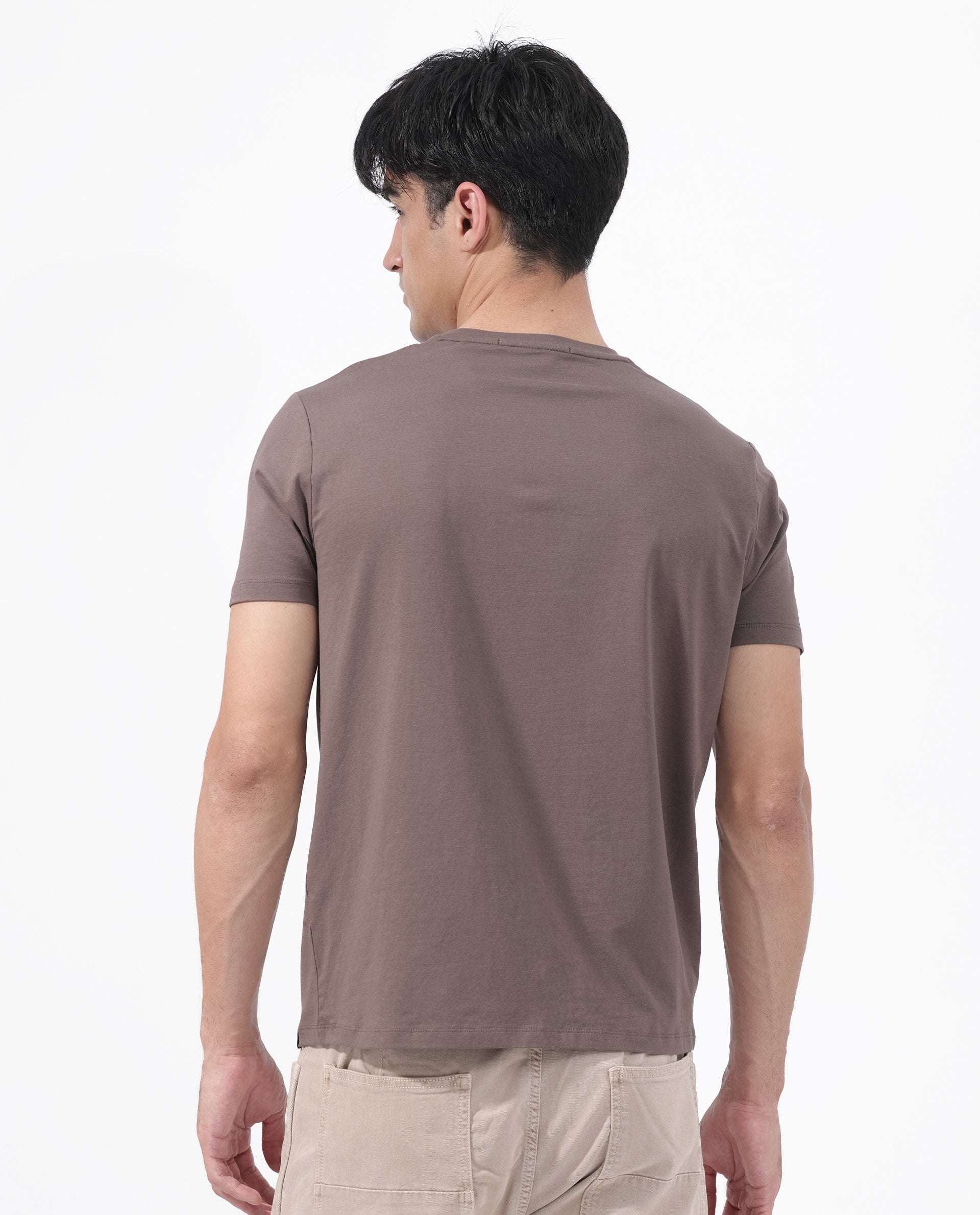 Rare Rabbit Mens Rabbit-Z Brown Short Sleeve Solid Graphic Print T-Shirt