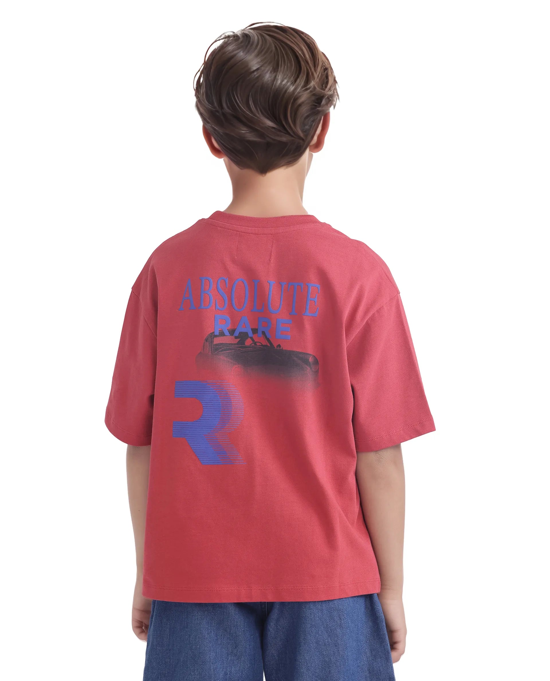 Rare Ones Kids Race Red Cotton Half Sleeve Slip-On Printed Boxy Fit T-Shirt
