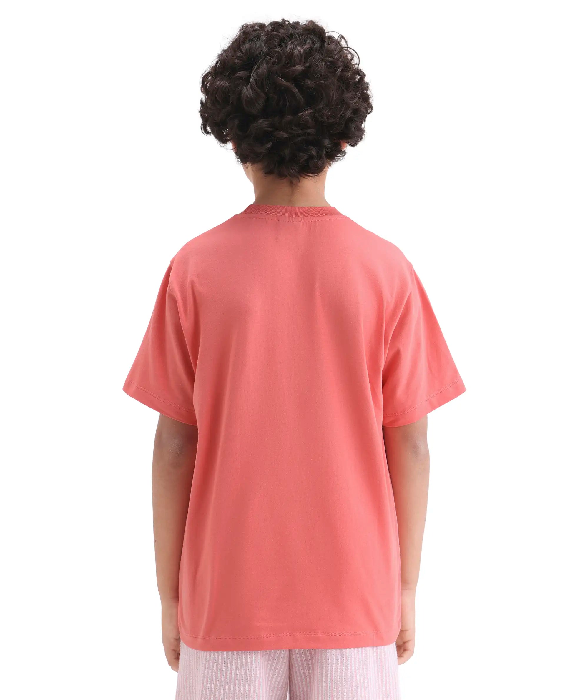 Rare Ones Kids Rafe Dark Peach Cotton Blend Pull-On Closure Hd Print Regular Fit T-Shirt