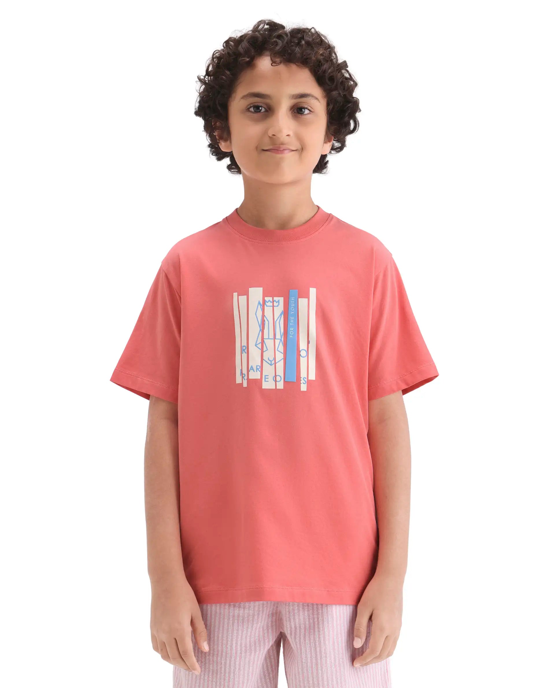 Rare Ones Kids Rafe Dark Peach Cotton Blend Pull-On Closure Hd Print Regular Fit T-Shirt