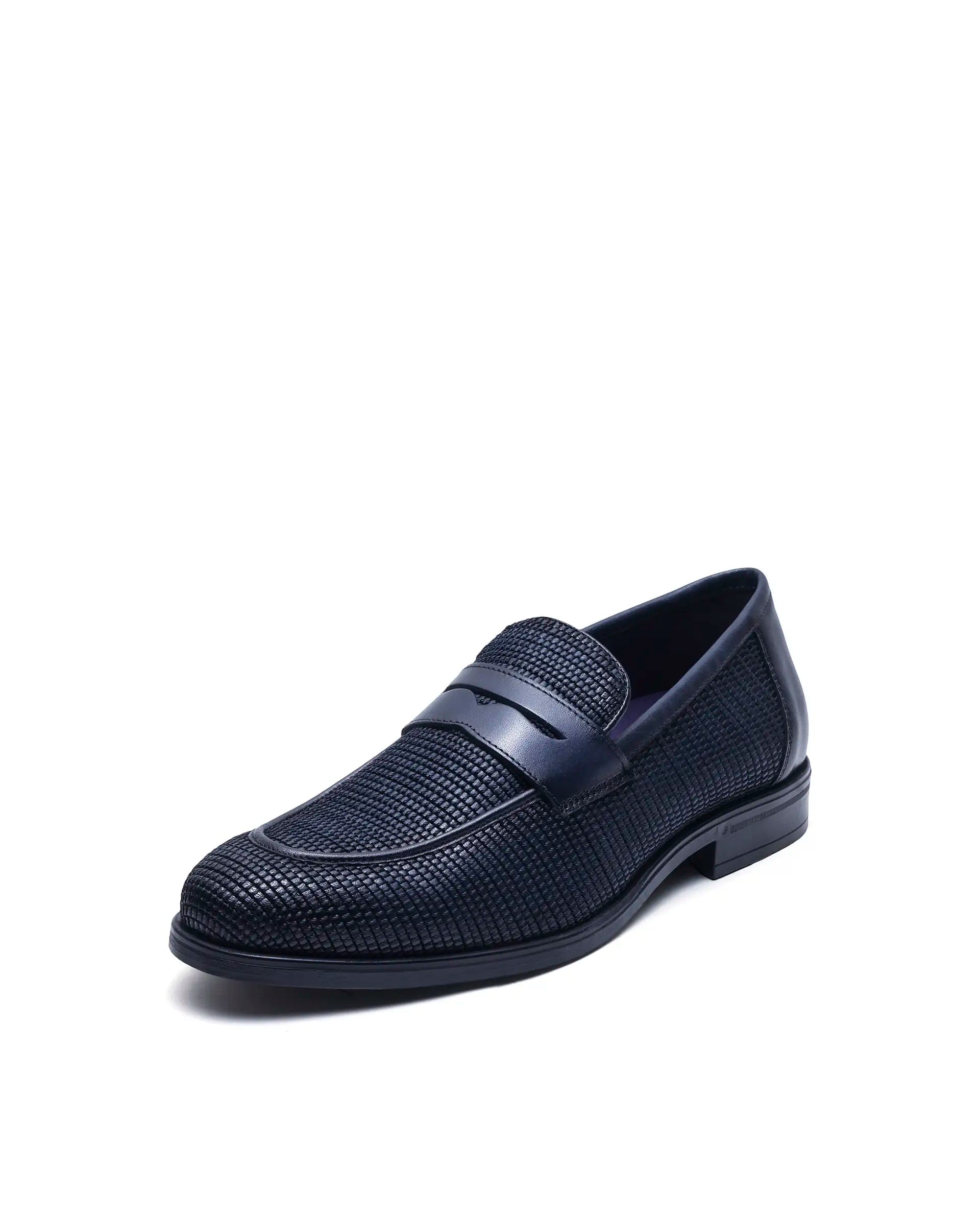 Rare Rabbit Men's Raffael Navy Leather Mocassin