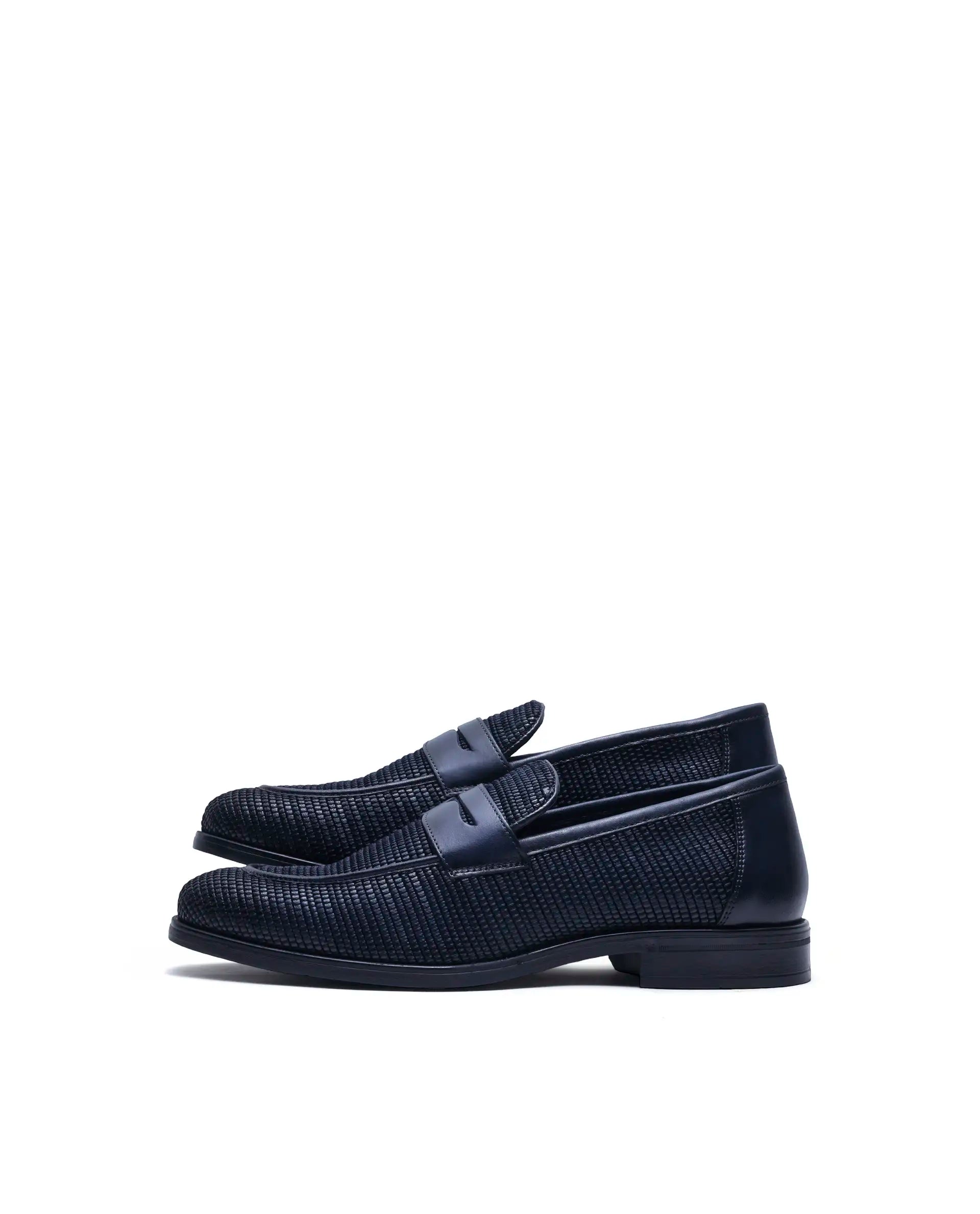 Rare Rabbit Men's Raffael Navy Leather Mocassin