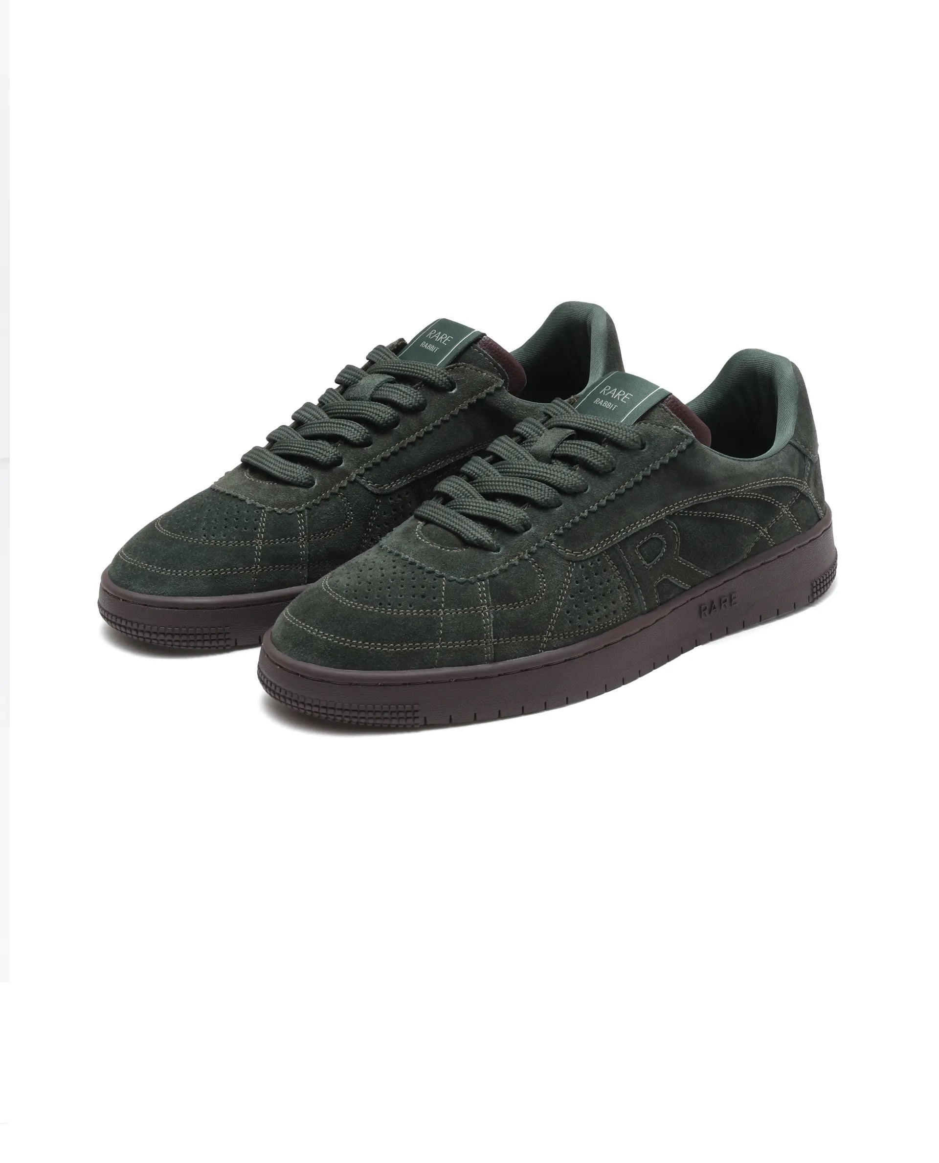 Rare Rabbit Men's Ragno Green Genuine Suede Leather Low-Top Lace Up Sneaker Shoes