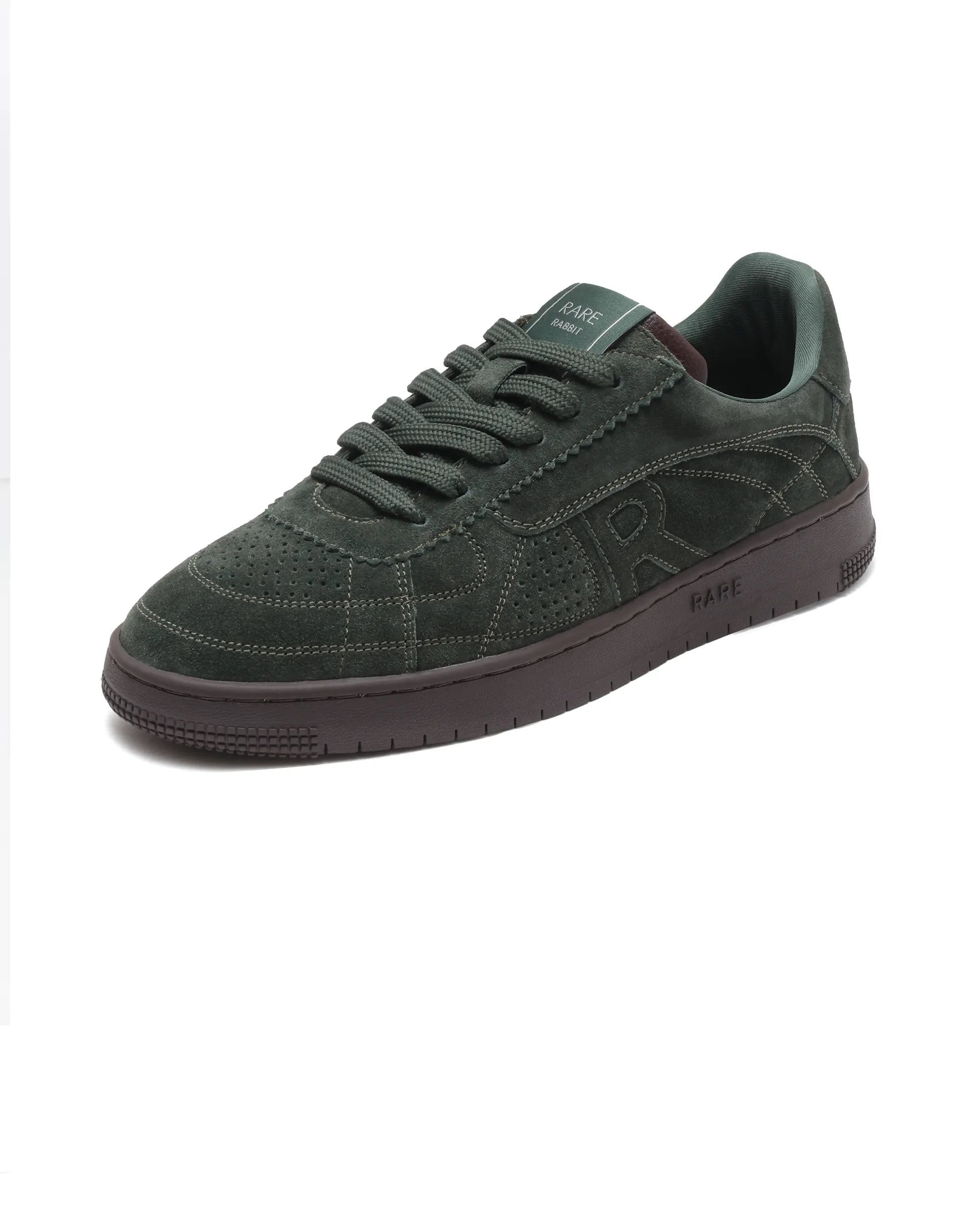 Rare Rabbit Men's Ragno Green Genuine Suede Leather Low-Top Lace Up Sneaker Shoes
