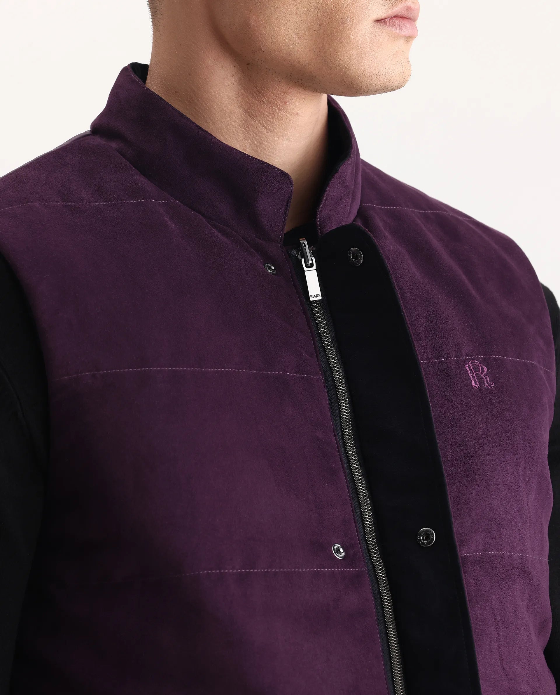 Rare Rabbit Men's Raldo-25 Purple Polyester Blend Fabric High Neck Regular Fit Plain Jacket
