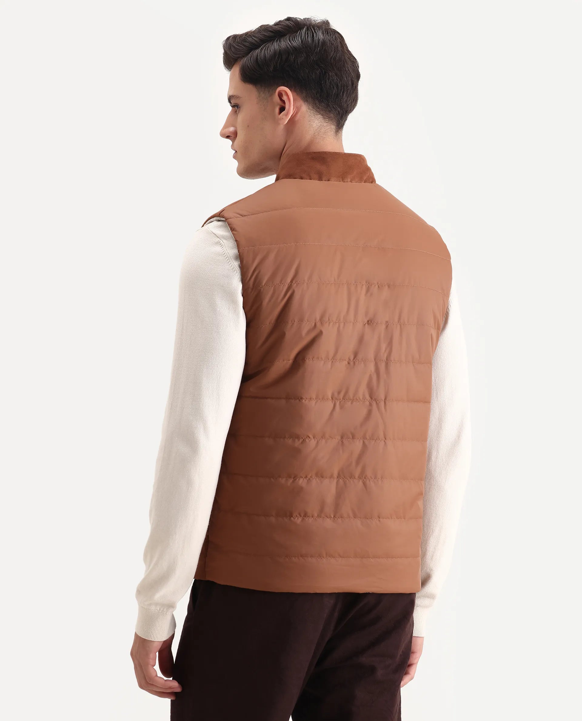 Rare Rabbit Men's Raldo-25 Off White Polyester Blend Fabric High Neck Regular Fit Plain Jacket