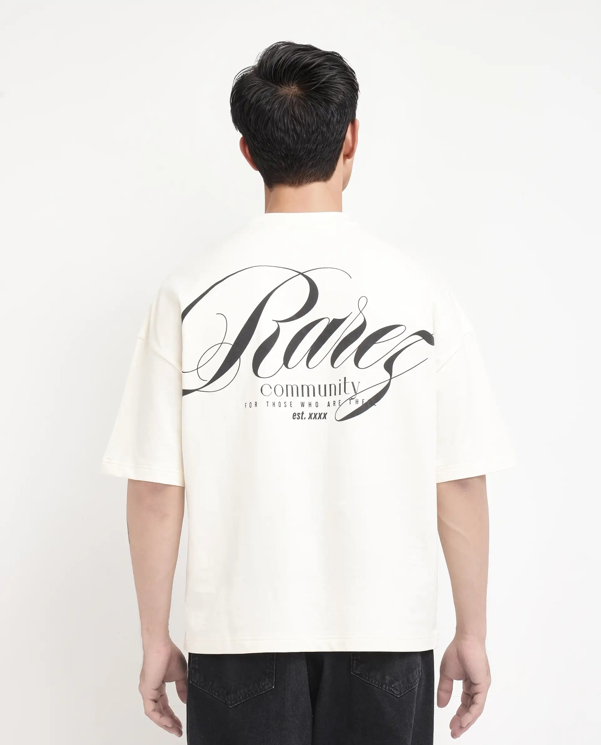 Rare Rabbit Men Rano Off White Cotton Fabric Short Sleeve Slip-On Boxy Fit Printed T-Shirt