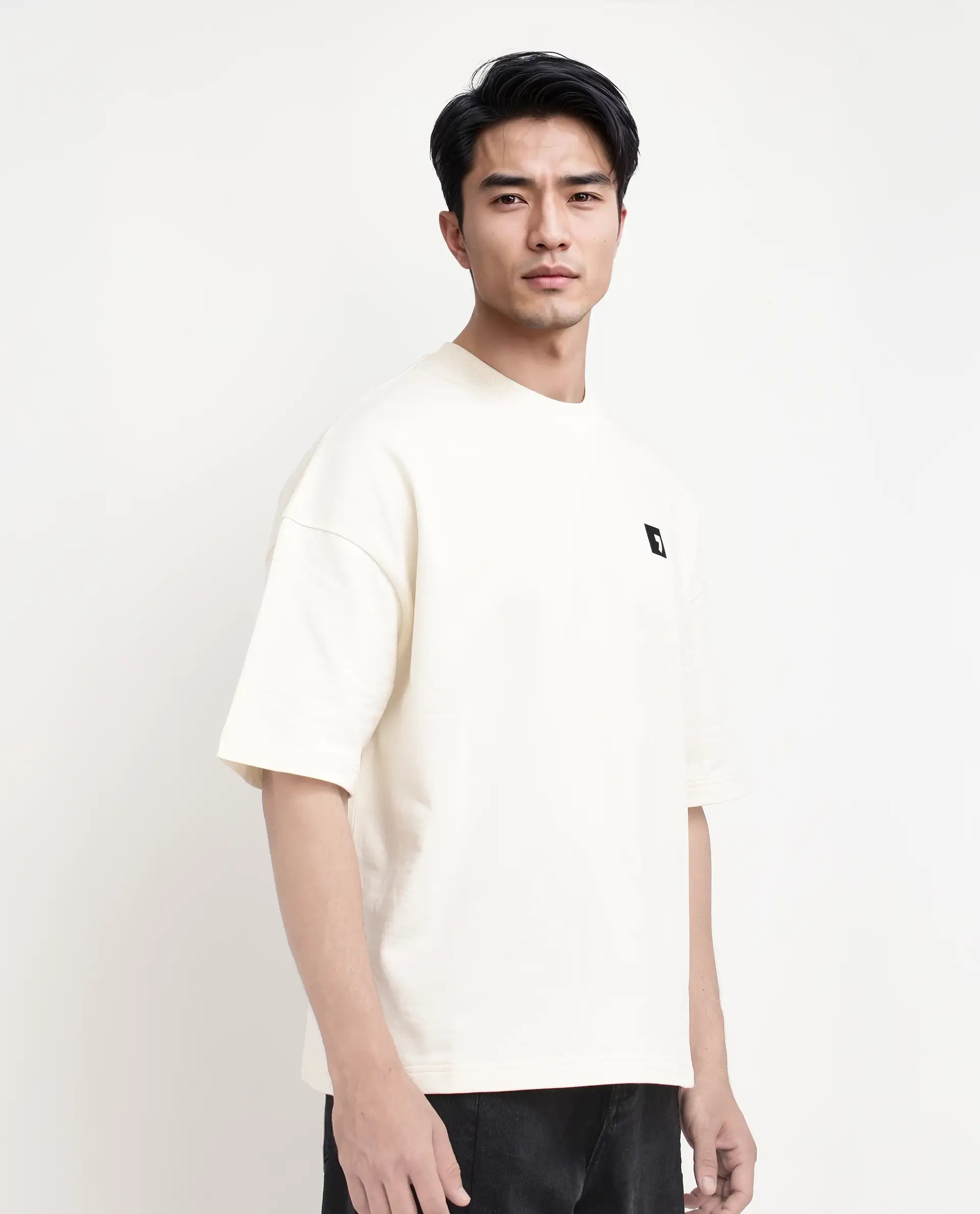 Rare Rabbit Men Rano Off White Cotton Fabric Short Sleeve Slip-On Boxy Fit Printed T-Shirt