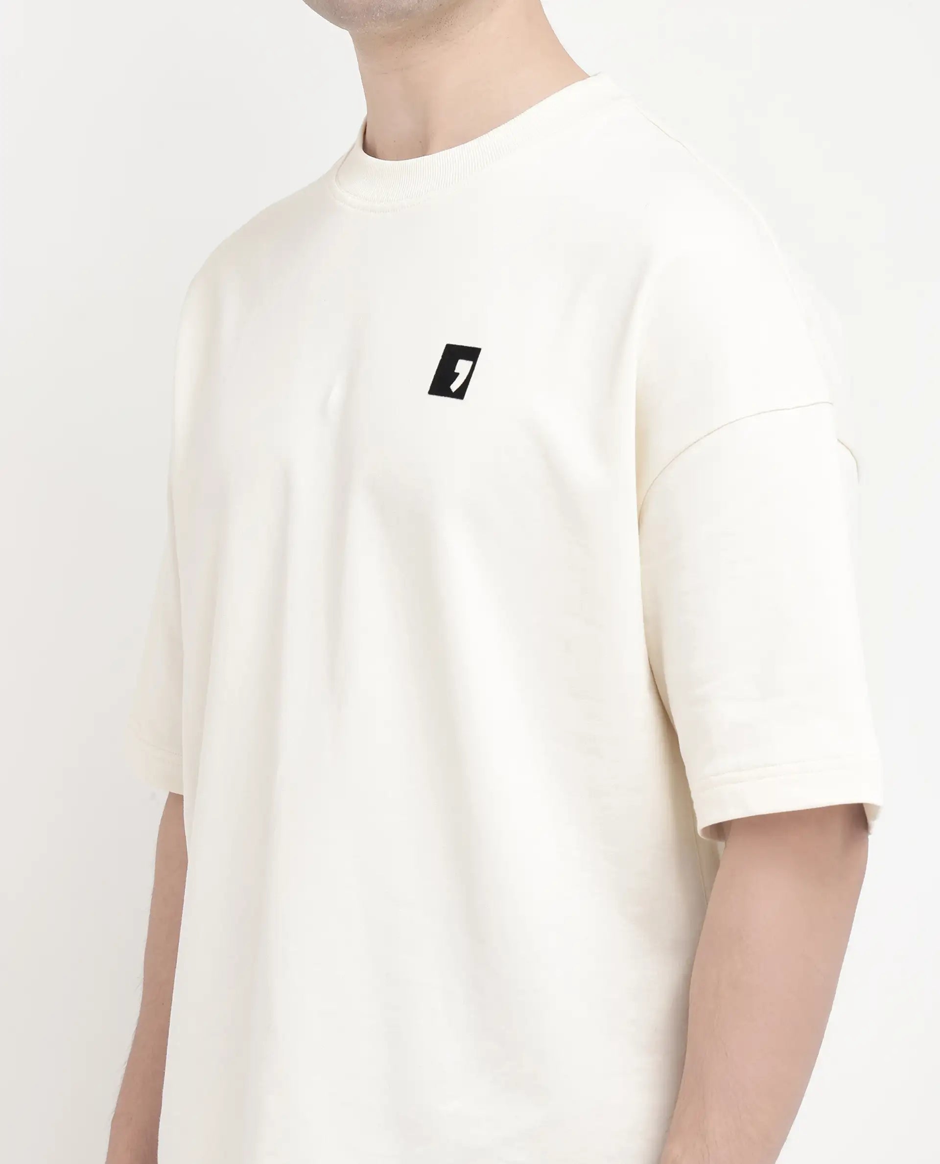 Rare Rabbit Men Rano Off White Cotton Fabric Short Sleeve Slip-On Boxy Fit Printed T-Shirt