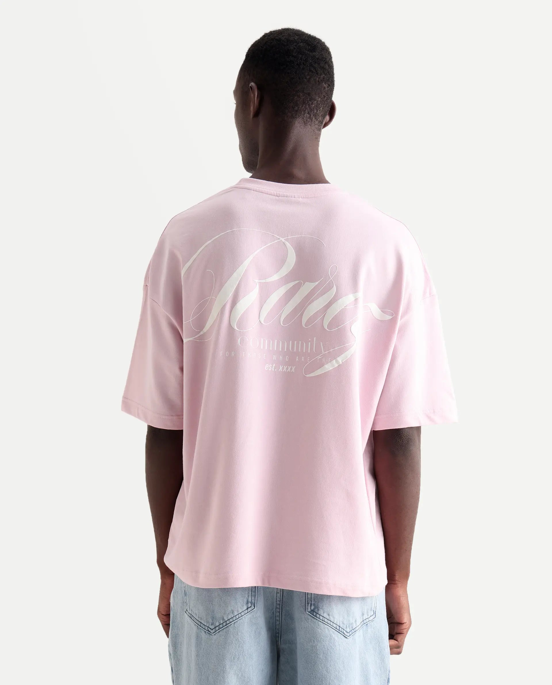 Rare Rabbit Men's Rano Pink Cotton Graphic Print Oversized Fit Half Sleeve Crew Neck T-Shirt