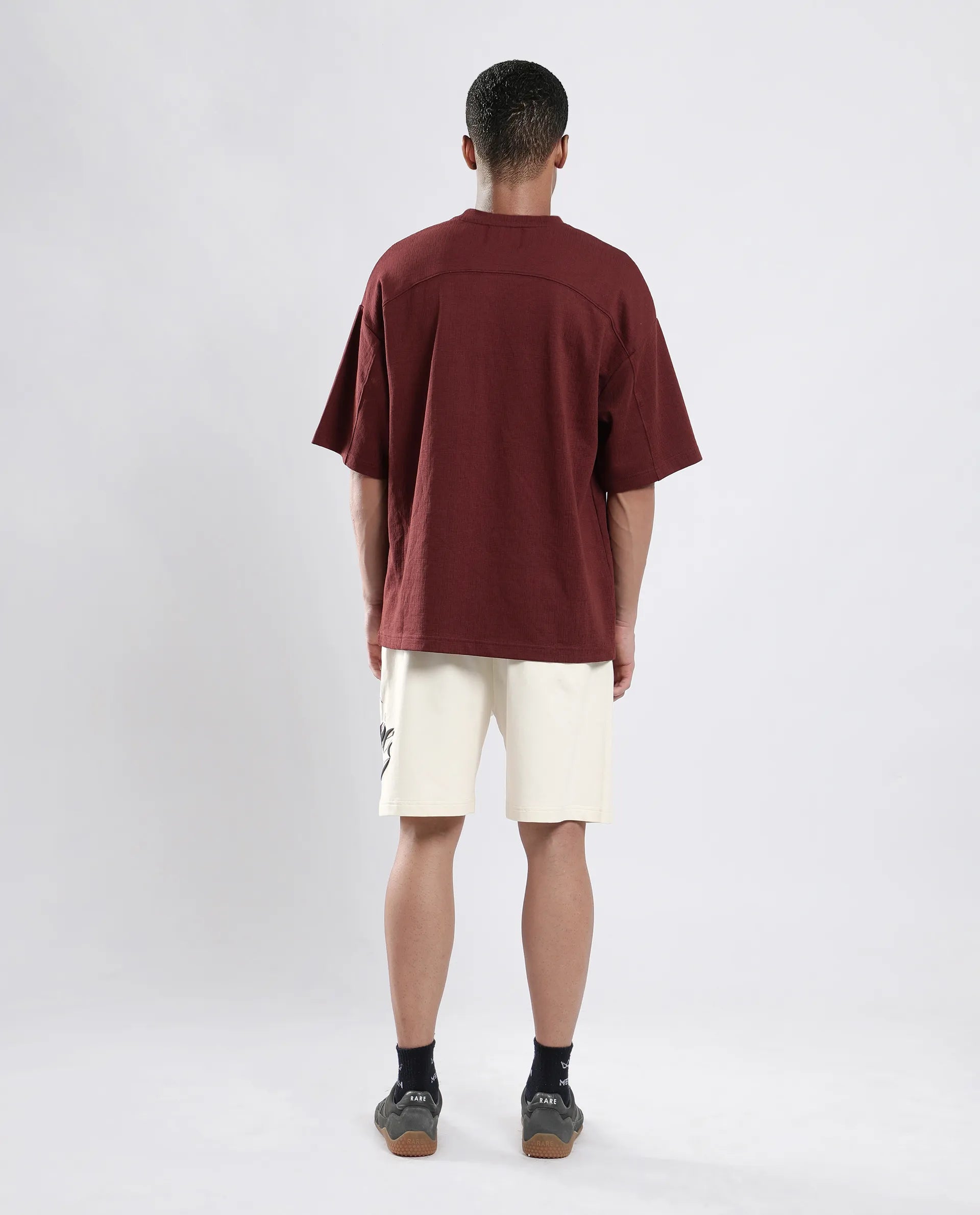 Rare Rabbit Men's Ranot Off White Cotton Graphic Print Oversized Fit Shorts