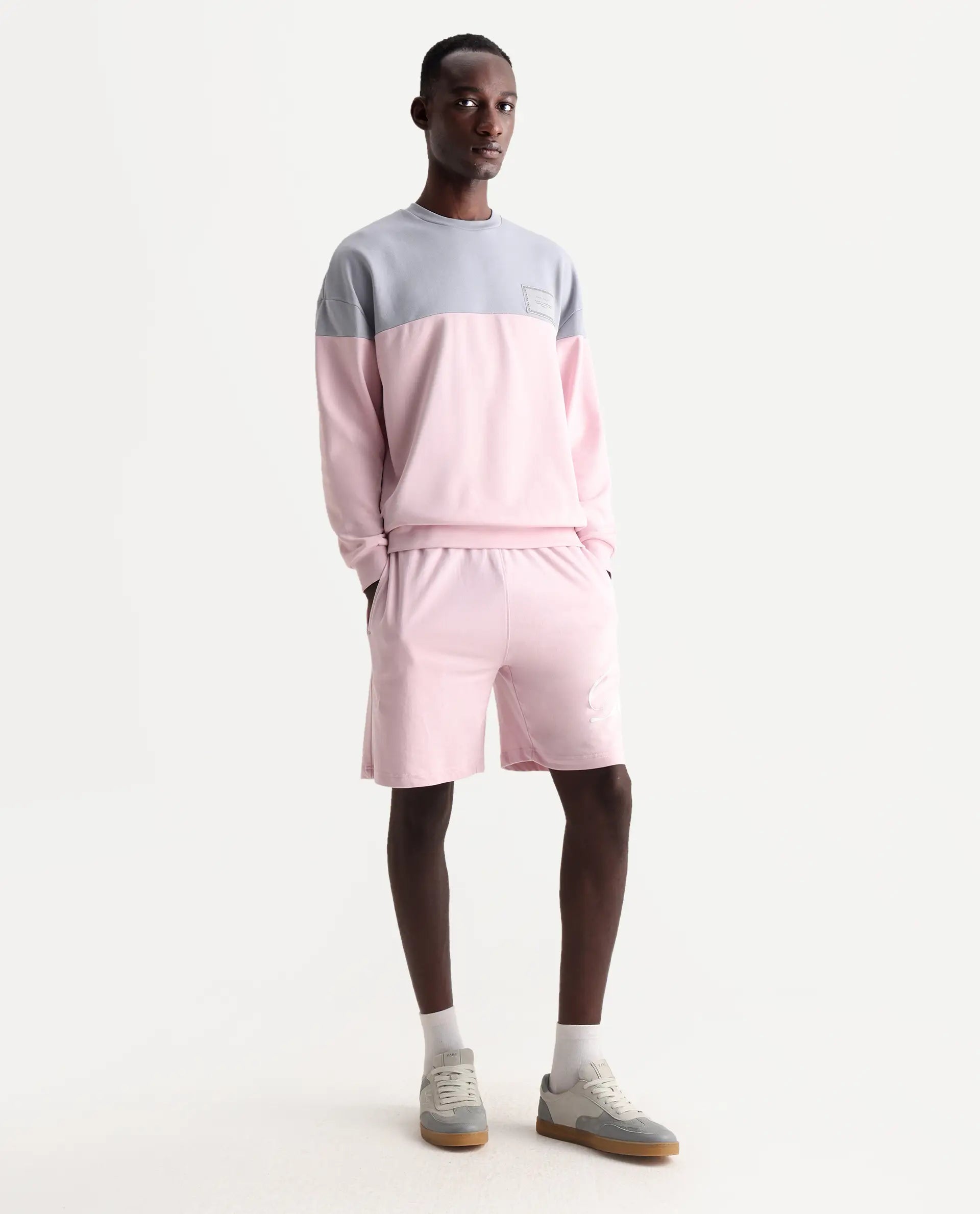 Rare Rabbit Men's Ranot Pink Cotton Graphic Print Oversized Fit Shorts