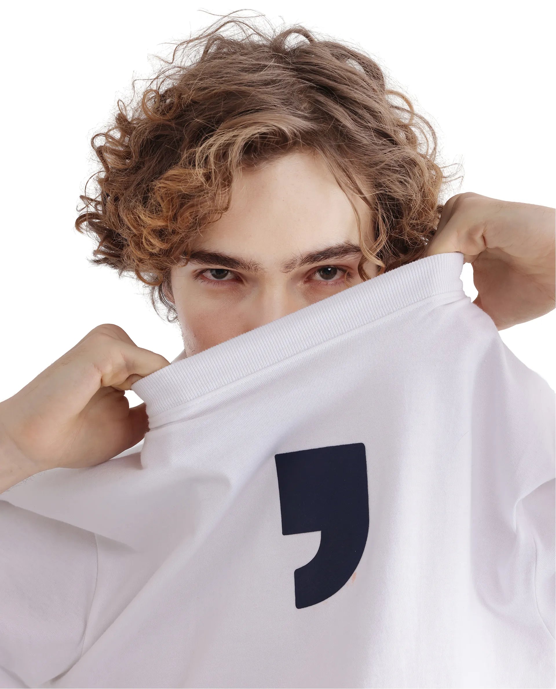 Rare Rabbit Men's Rare'z White Short Sleeve Crew Neck Oversized Fit T-Shirt